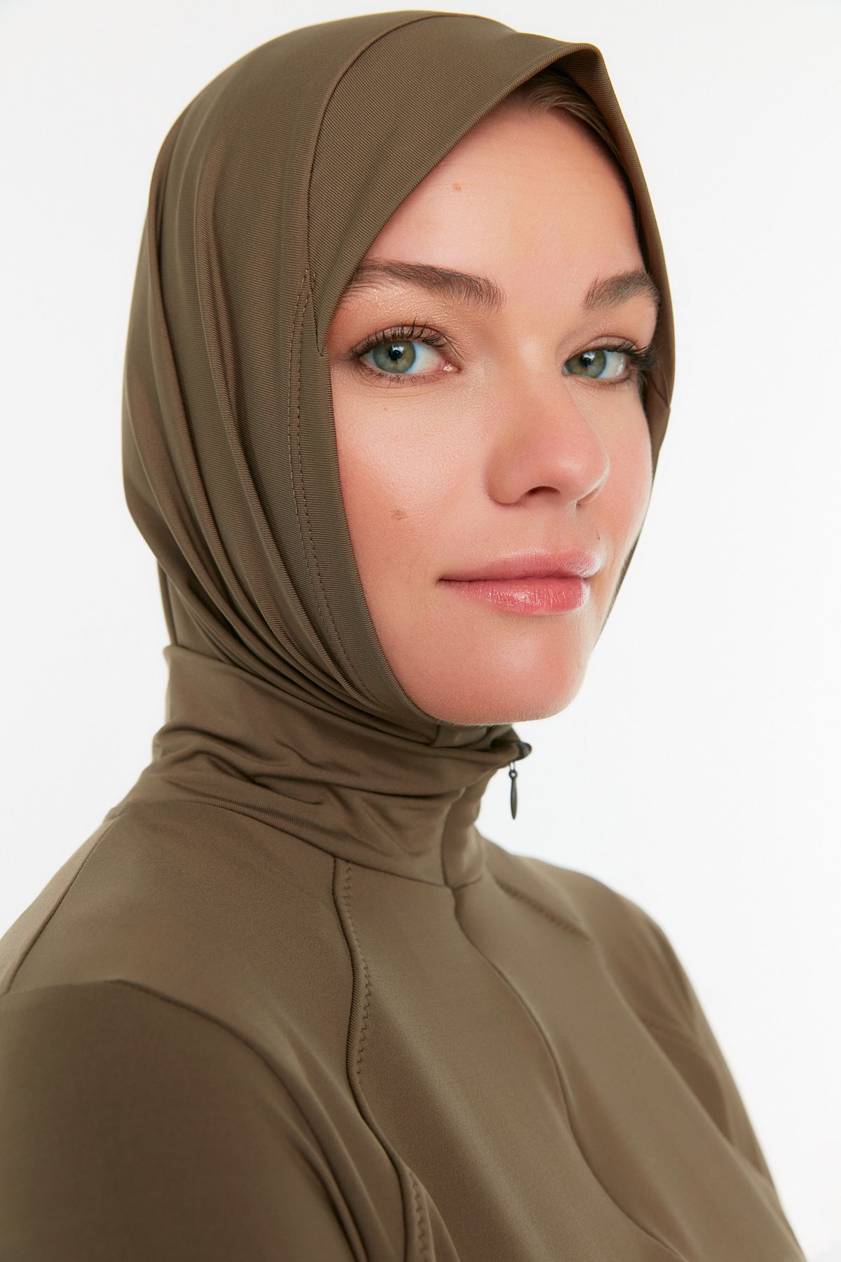 Trendyol Modest-Nerzfarbenes, langärmliges Performance-Strick-4-teiliges Badeanzug-Set TCTSS22CF0012 3