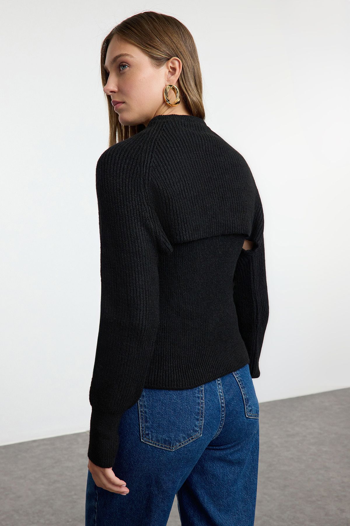 Trendyol Collection-Miękki, czarny sweter z dzianiny - Bolero, podwójny zestaw Twoaw25Kz00020 5
