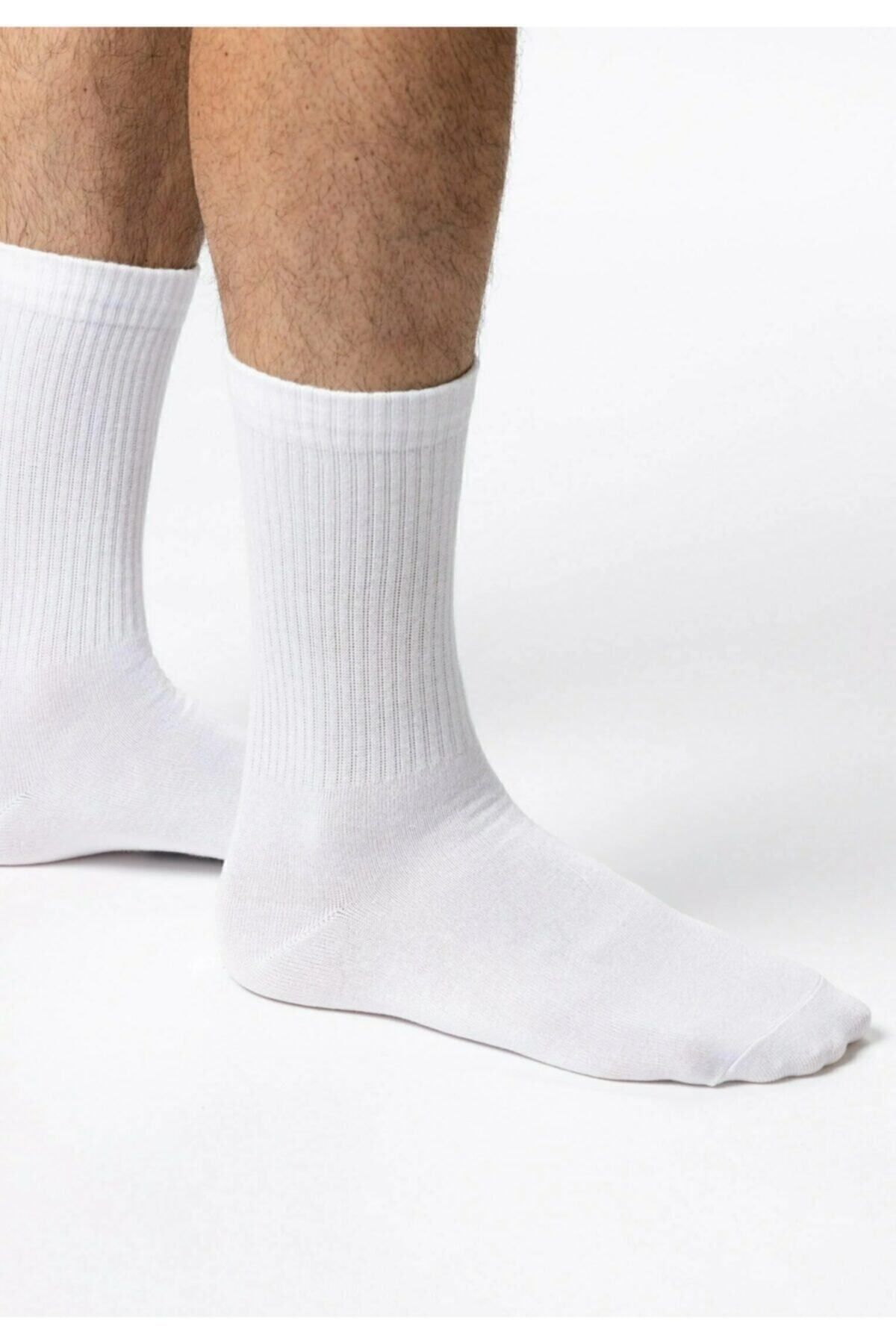 Fitilli Beyaz Soket Tenis Çorap 4lü Ekonomik Paket