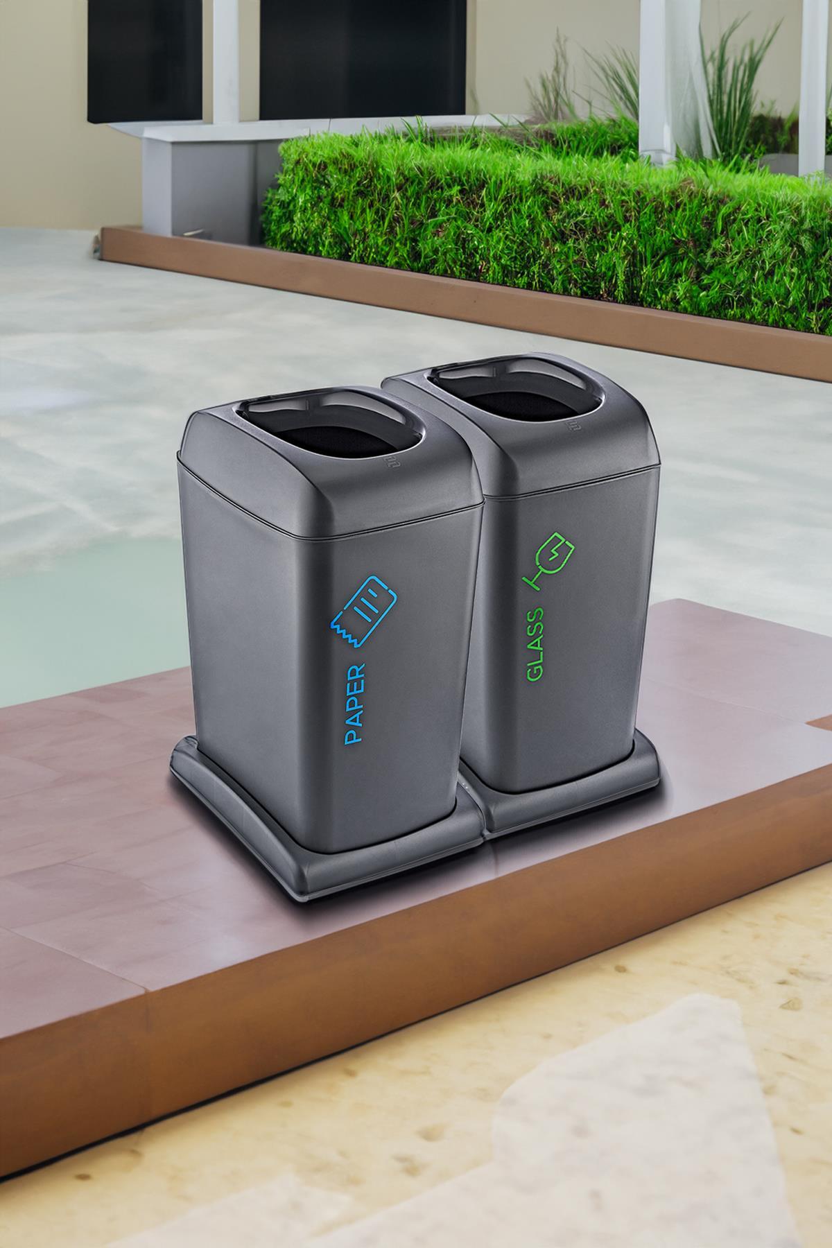 SmartWare 2'li Set Soft Tekerlekli Cam-kağıt Geri Dönüşüm Kutusu 40 Lt ...