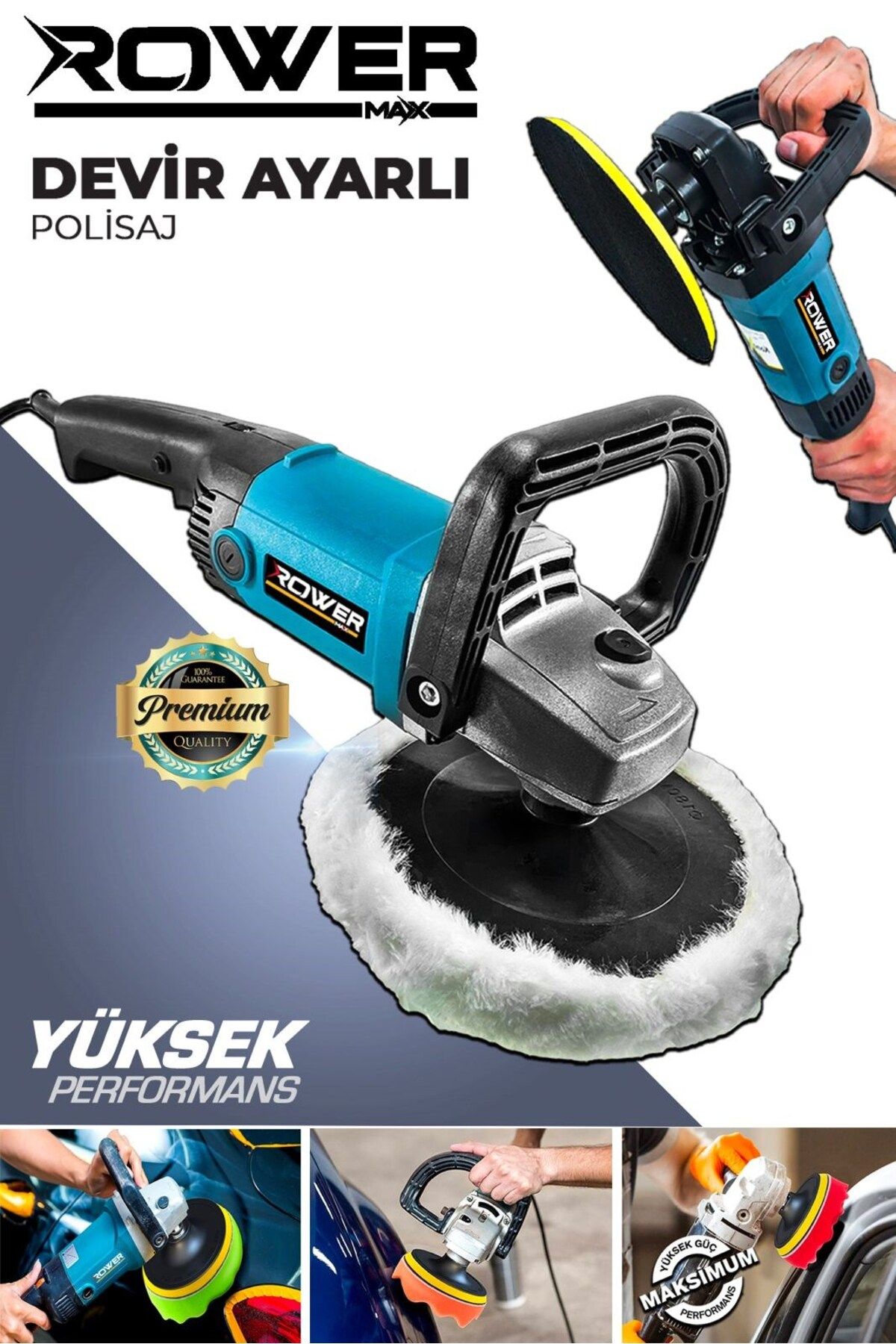 ROWERMAX Alman 99765VFX 6 Kademe Devir Ayarlı Polisaj Makinesi Zımpara Pasta Cila
