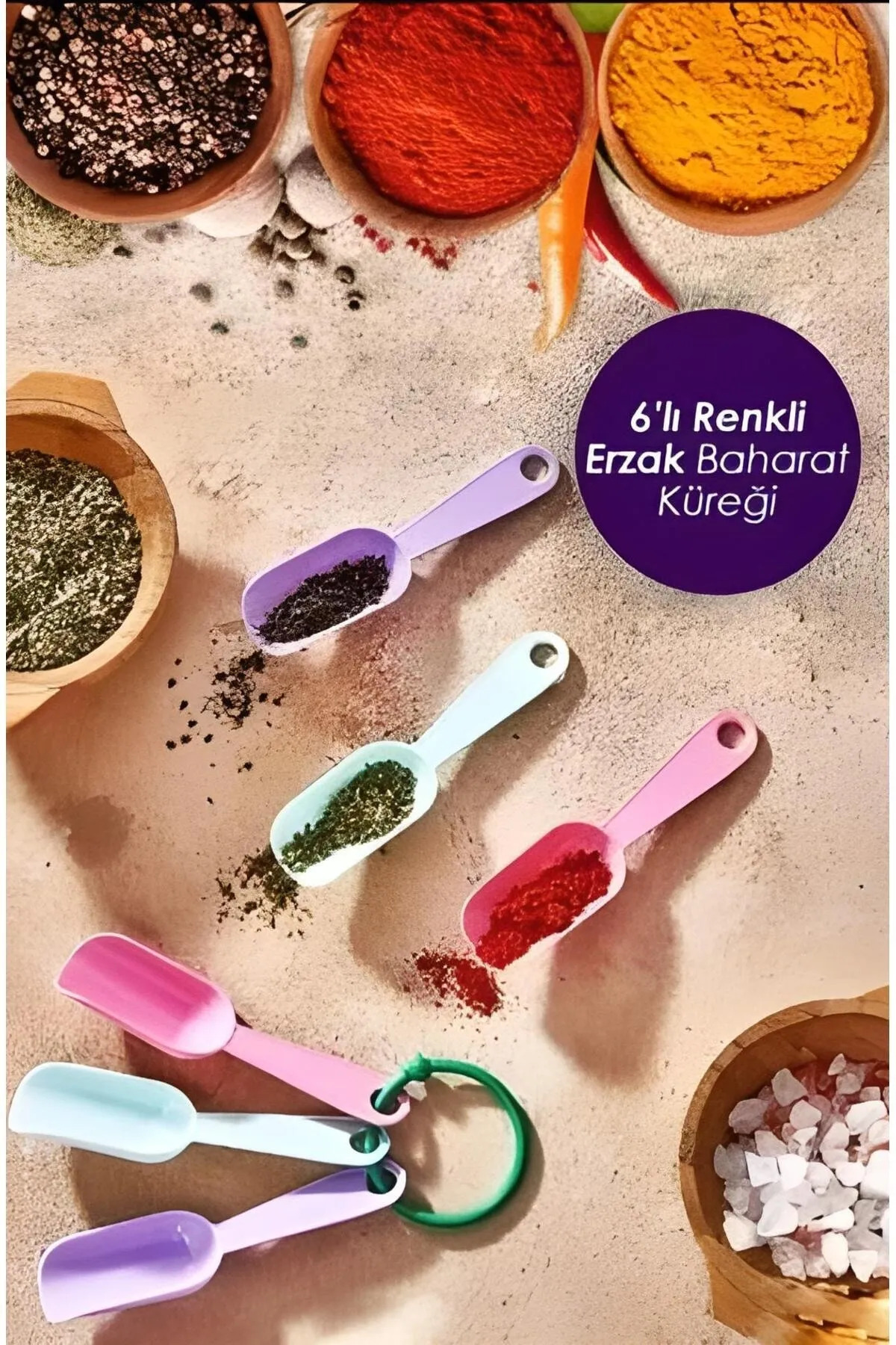 CocoVia Mini Boy 6'lı Renkli Ölçek Kaşığı | Baharat Küreği Baharat Kaşığı Mini