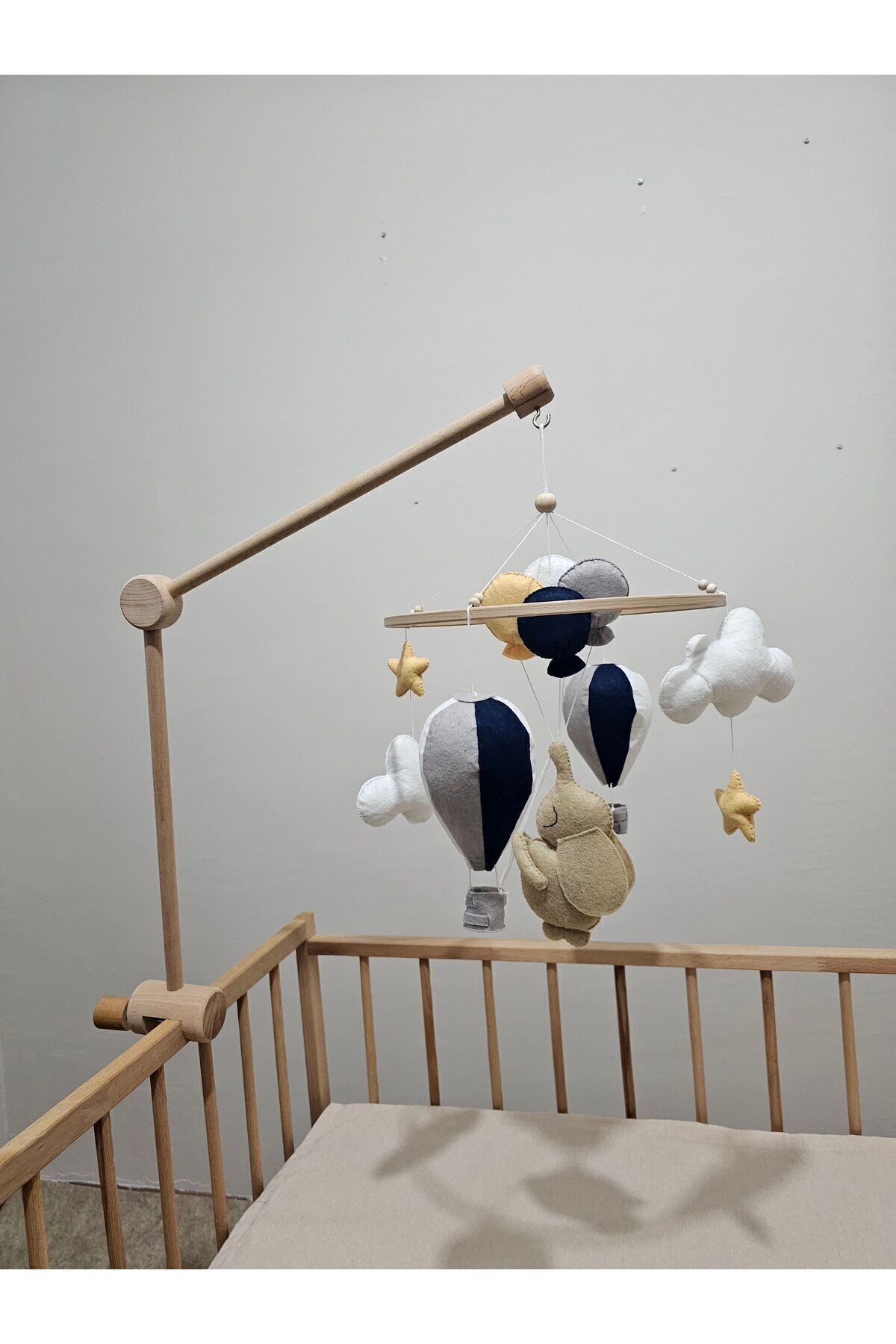 hobiimobiii Dönence (MÜZİKLİ) Bebek beşik süsü uçan balon fil fotoğrafı 4 (önizleme)