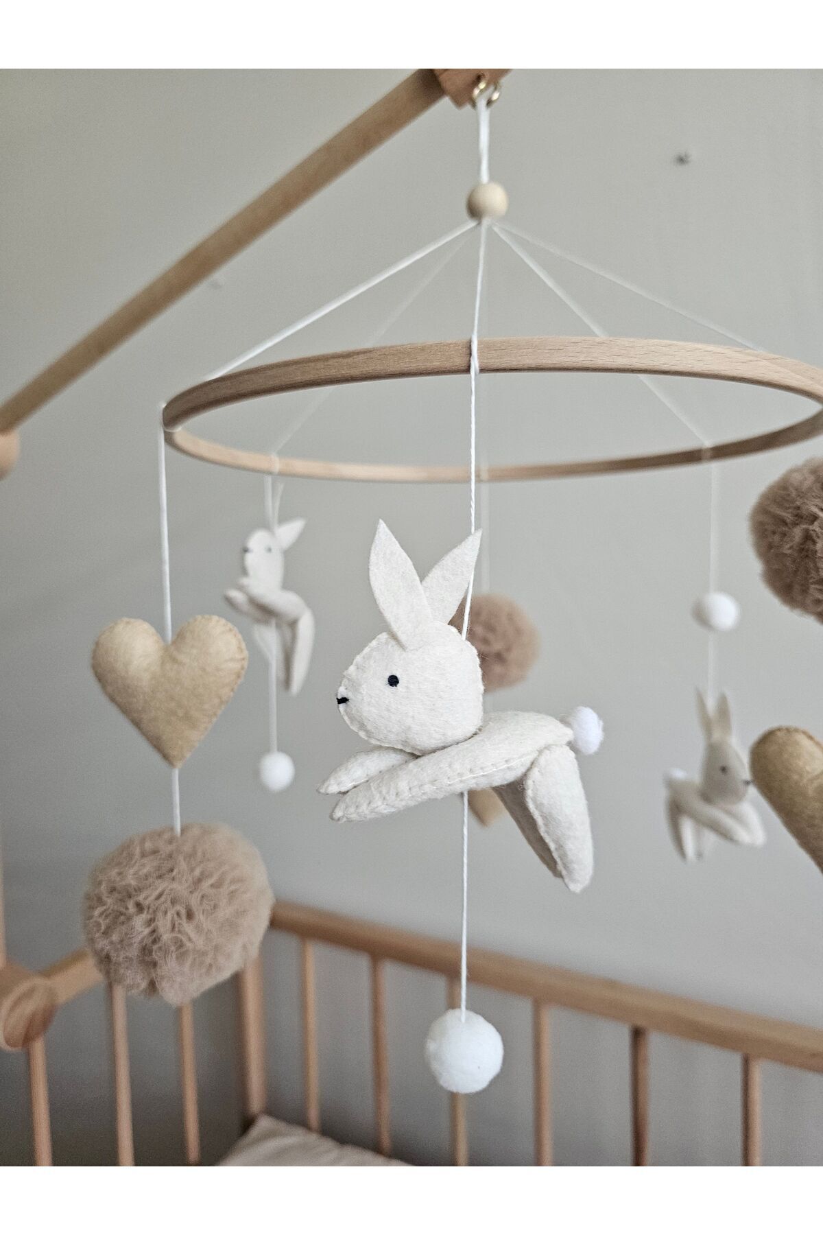 hobiimobiii Dönence (MÜZİKLİ) Bebek beşik süsü tavşanlı fotoğrafı 2 (önizleme)