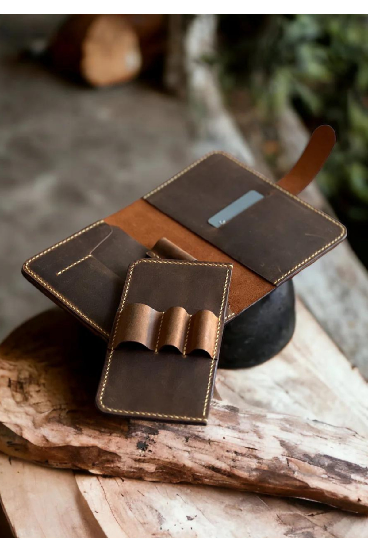 کیف پول مردانه آبی سرمه ای Safir Leather | NotDefteriPasaportCüzdan اورجینال - تصویر 5