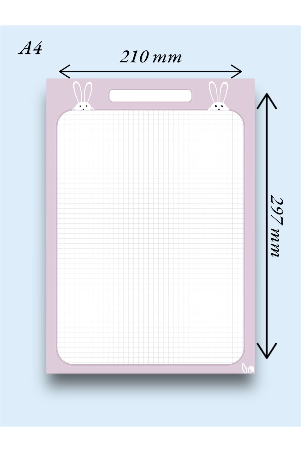 Mirya Notes-Lilac Rabbit Patterned Set of 2 (A4-A5) Notepad - Notepad - Notepad (Checked) 2