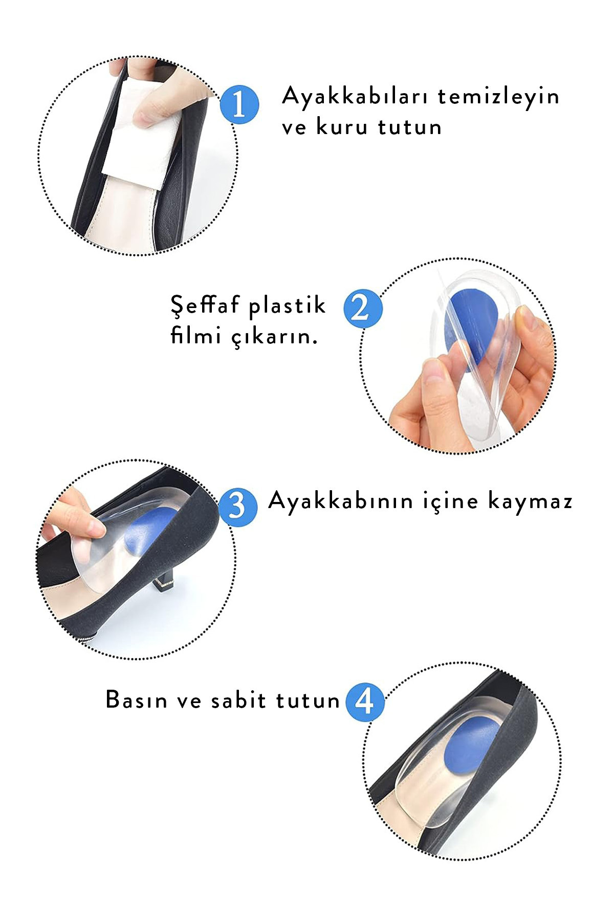 Tam Ortopedik Anatomik 1 Çift Silikon Ayakkabı Topukluk Ayak Topuk Dikeni Tabanı 4