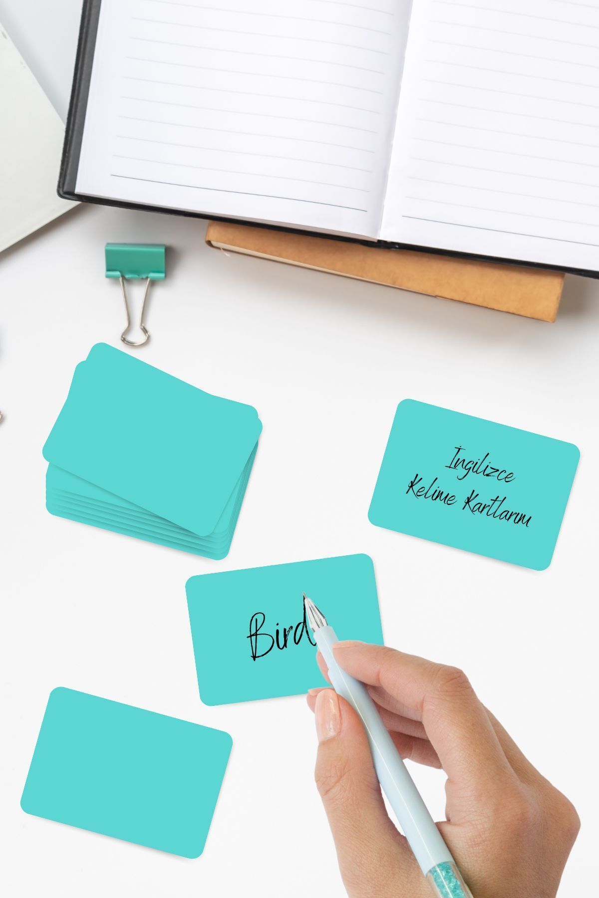 Copyder-500 Pieces of Turquoise Words Unprinted Note Cards - Multi-Purpose for Memory and Note Taking 2