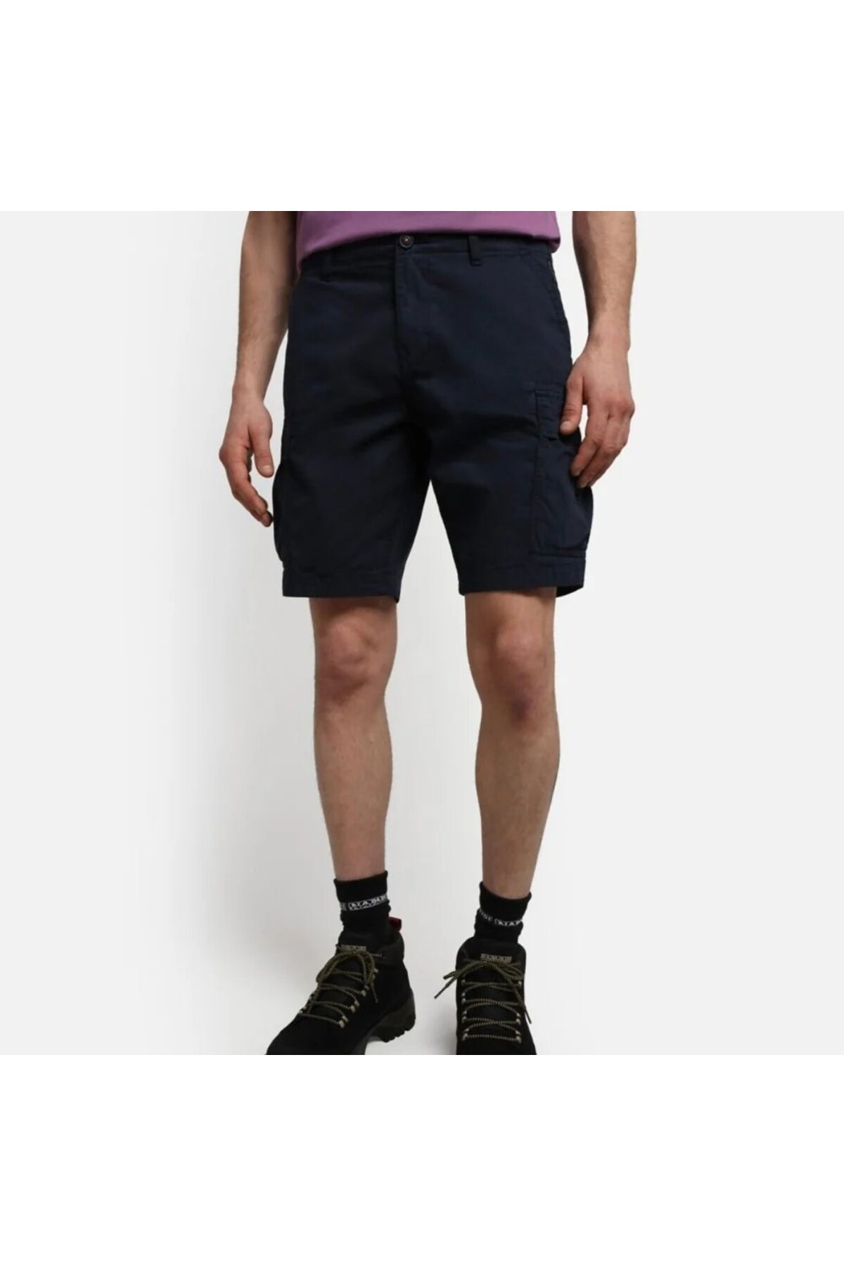 Bermuda Cargo Uomo Napapijri Nus - Cotone Grigio Scuro | Tasche Con Patta E Logo Ricamato - Foto 4