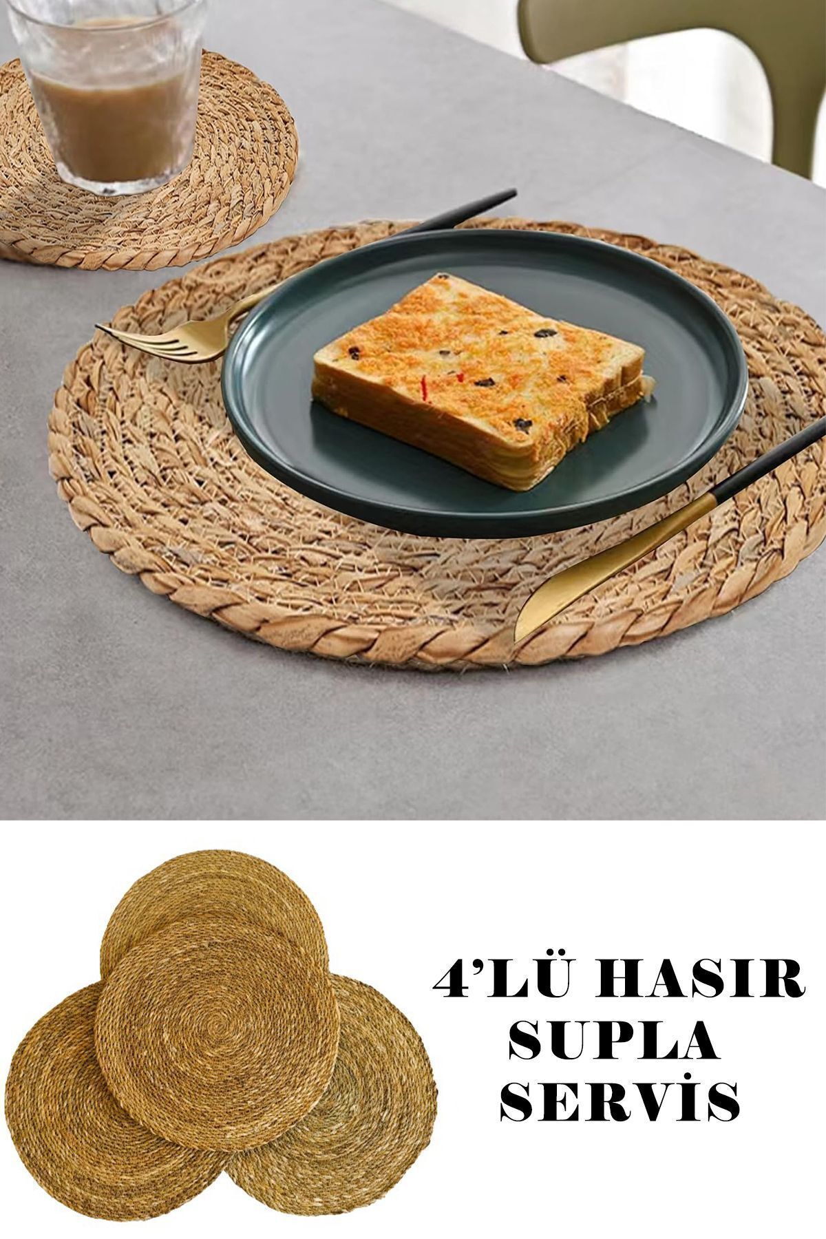 CNTG Design-4 Pcs Wicker Plate Mesh American Serving Plate Pan Pot Coaster Tableware Serving Presentation 1