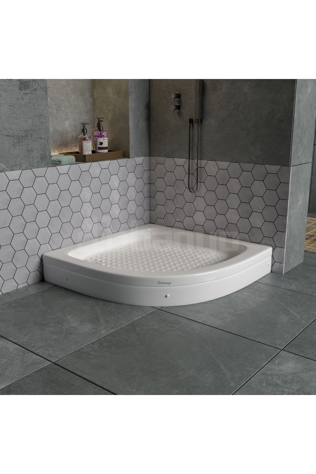 Db banyo Dbbanyo Oval Duş Teknesi Panelli 90*90*15 cm