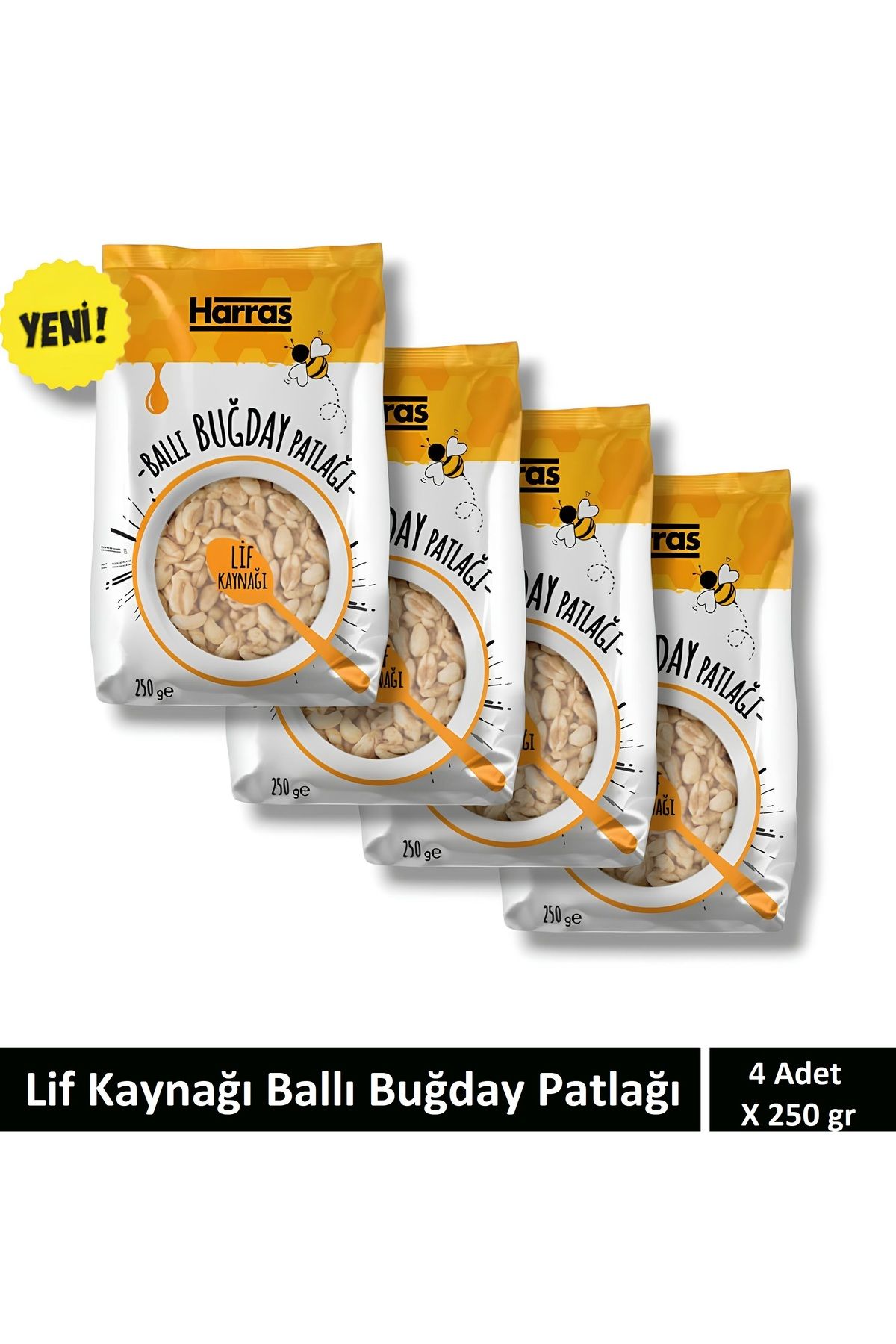 Harras Lif Kaynağı Ballı Buğday Patlağı 4 Adet X 250 gr