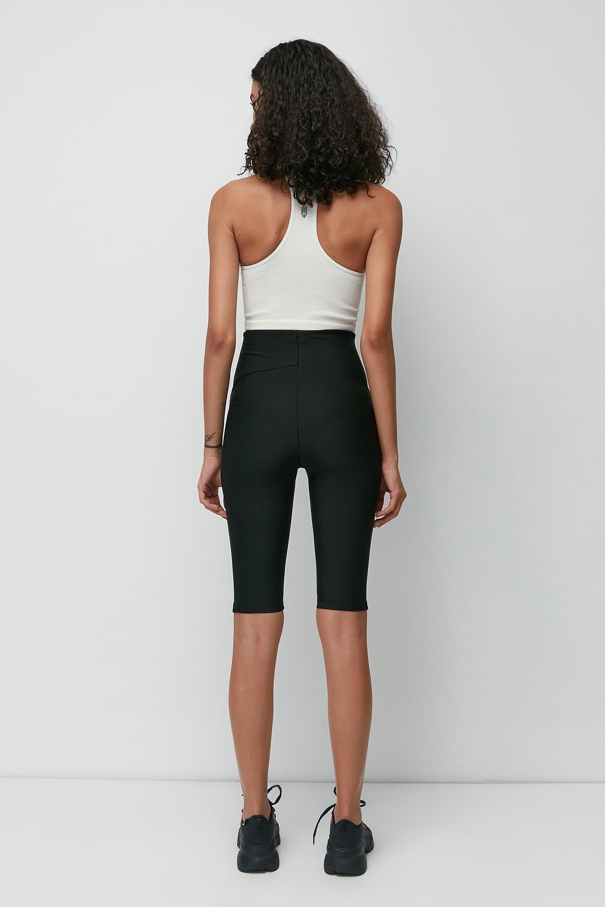 C&City-Karyoka Sportshorts mit hoher Taille über dem Knie, Strumpfhose 9412, Schwarz 5