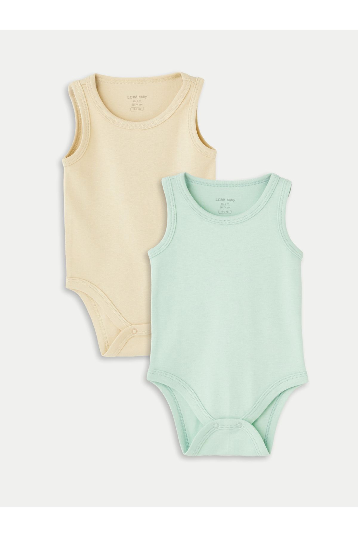 LC Waikiki Podstawowe Body Z Okrągłym Dekoltem Snap-on Dla Dziewczynki - 2 Sztuki Kobieta - 1–3 months