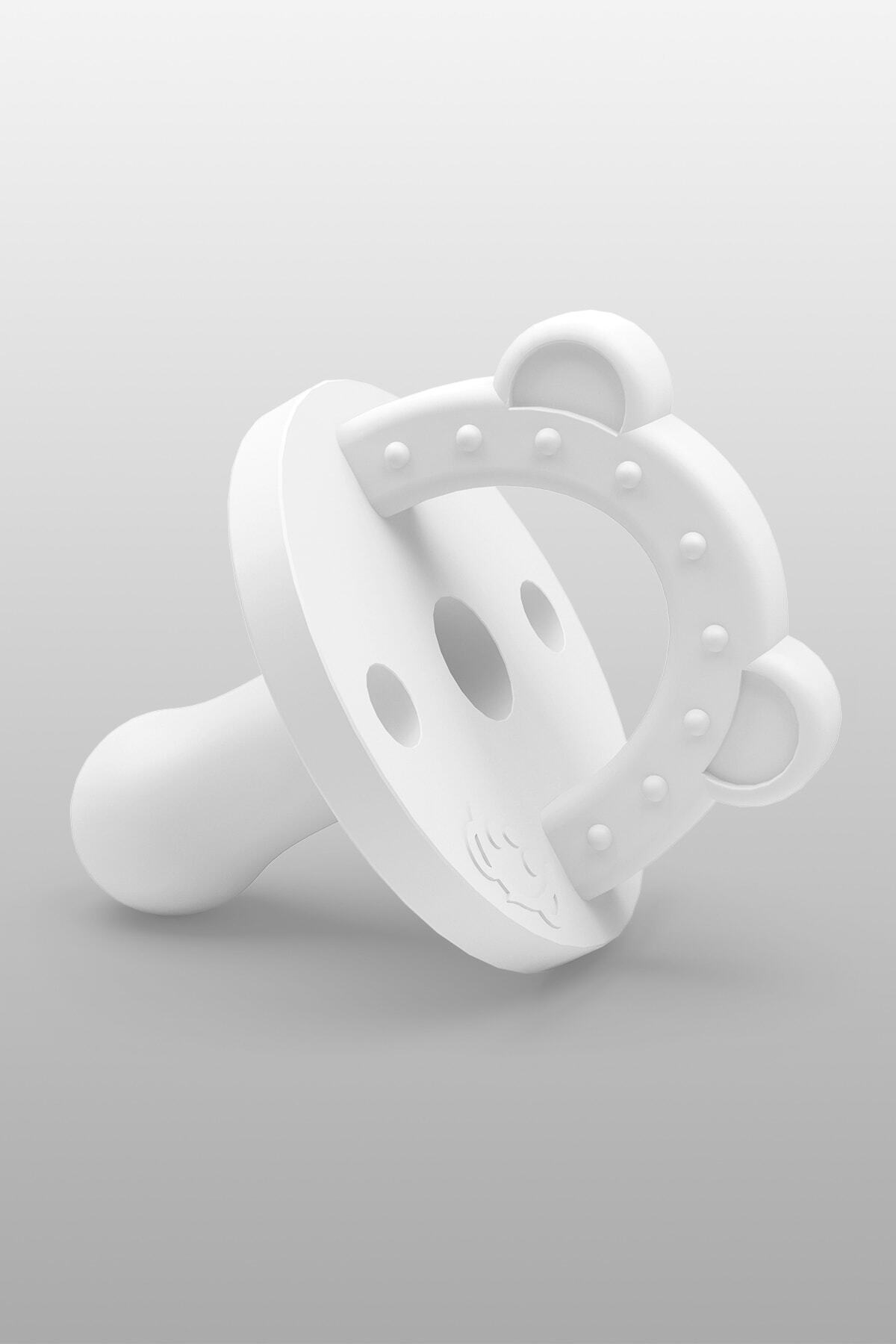 lujobear Silikon Emzik Ve Diş Kaşıyıcı White  Stage 2 Dişli Bebekler Için  +6ay fotoğrafı 5 (önizleme)