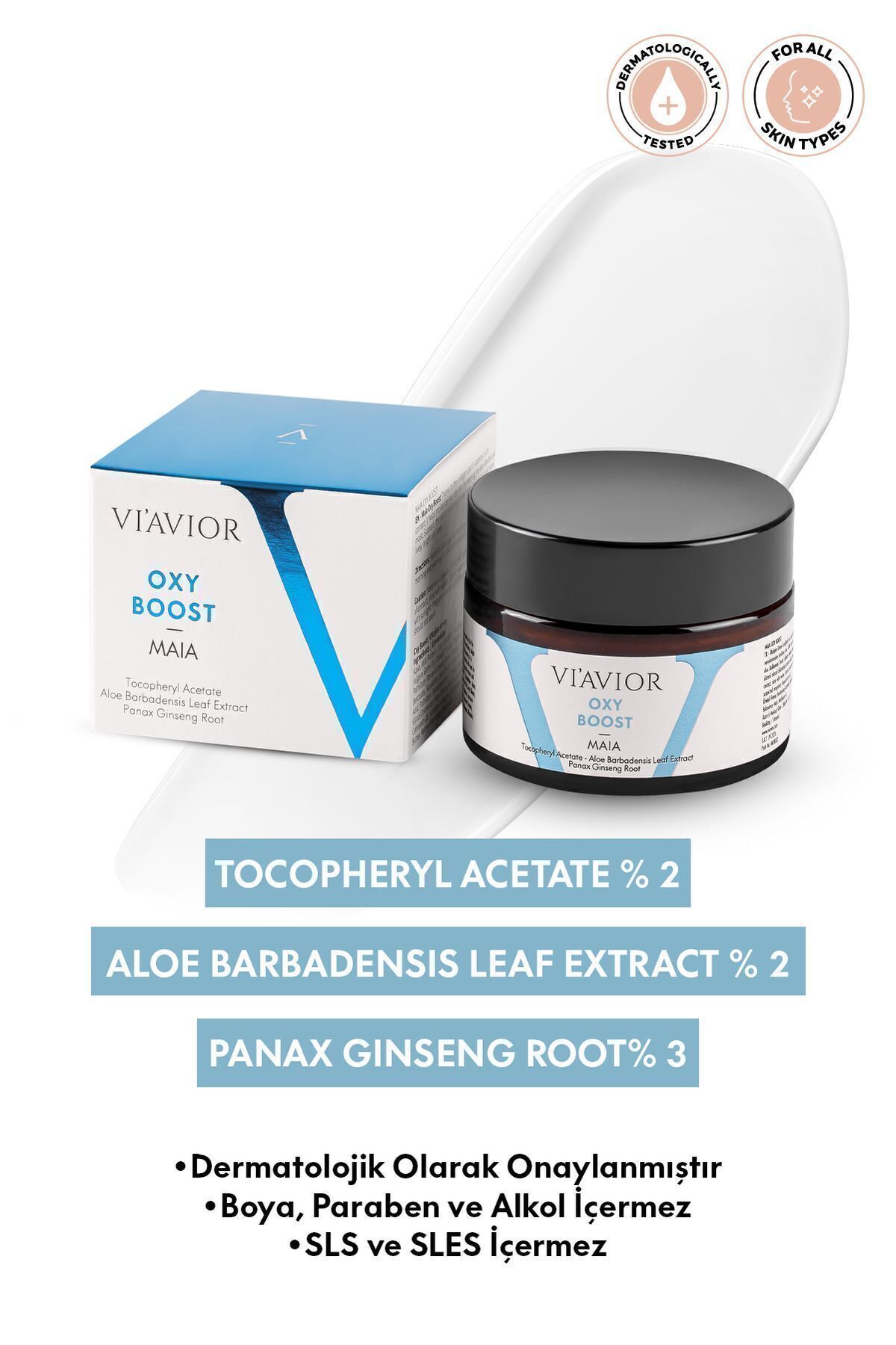 Maia Oxy Boost Hoxygened Skin Care Cream Intensive Moisturating Effective Repair 50ml (3% GINSENG) VİAVİOR