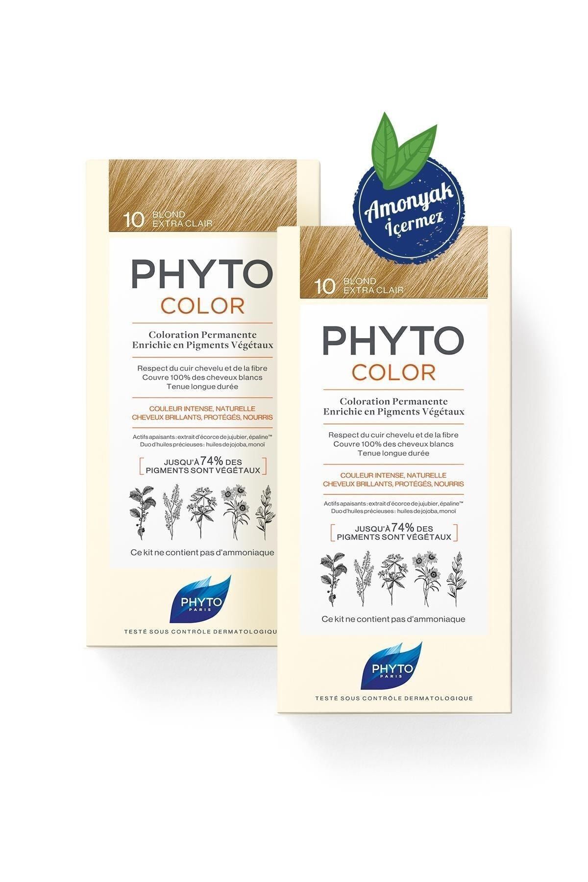 Phyto Phytocolor 10 Çok Açık Sarı Amonyaksız Kalıcı Bitkisel Saç Boyası İkili Avantaj Set