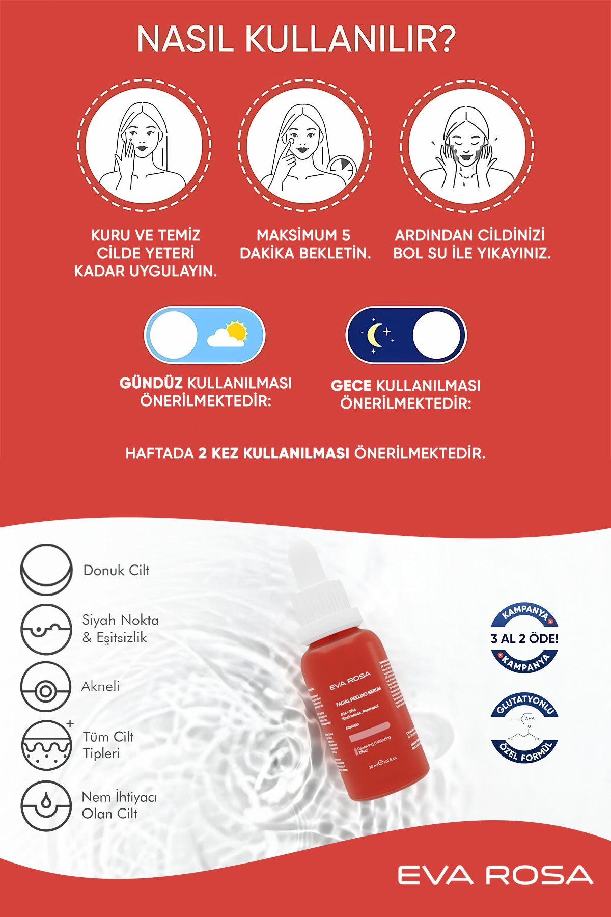 Aha & Bha Canlandırıcı & Cilt Tonu Eşitleyici Kırmızı Peeling Cilt Serumu 30 ml — kırmızıserum — تصویر 7 از 7