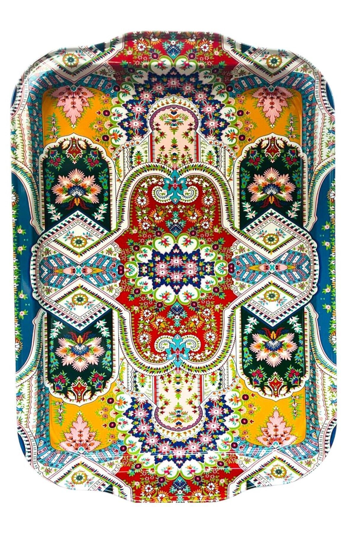 GALATA GIFT Metal Tea and Coffee Tray - Rug Patterned, Stylish Presentation, 32*22cm, Anti-Scratch and Anti-Tarnish