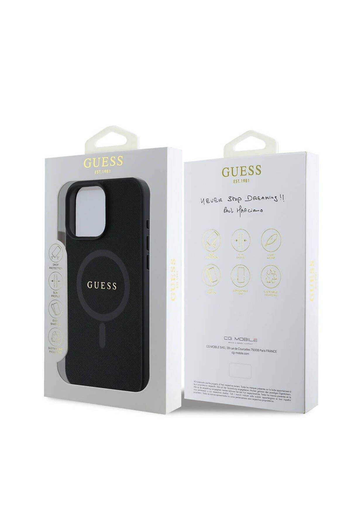 کاور و قاب آیفون 16 PRO CASE GUESS MAGSAFE دارای مجوز شارژ SAFFIANO کلاسیک سازگار Guess