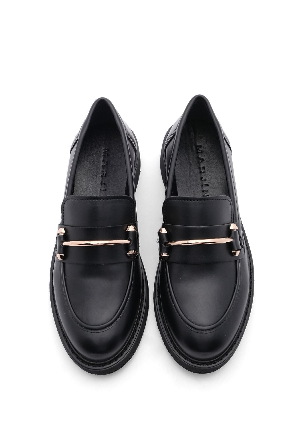 Kadın Loafer Makosen Casual Tokalı Günlük Ayakkabı Forye Siyah