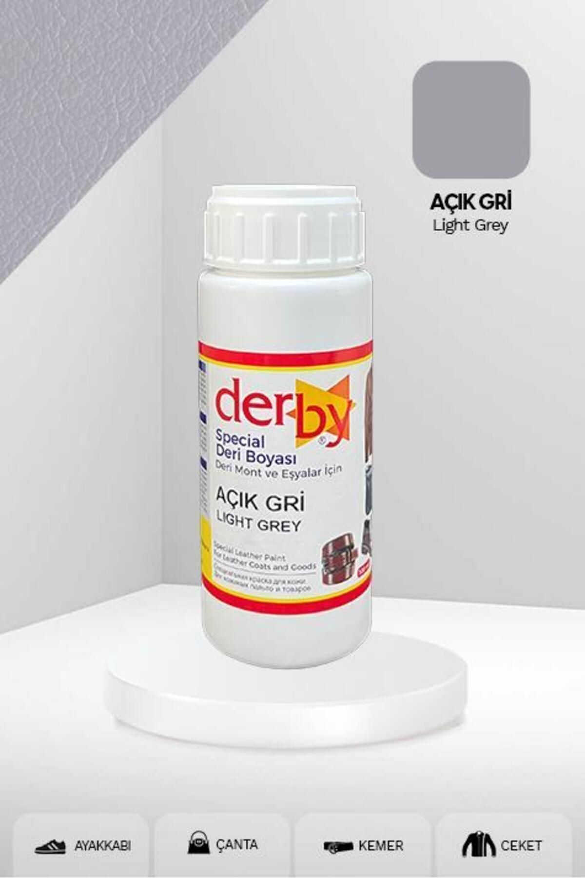 Derby Special Açık Gri Deri Boyası 100 ml / Mont Eşya Çanta Kemer Cüzdan Ayakkabı Deri Boyası