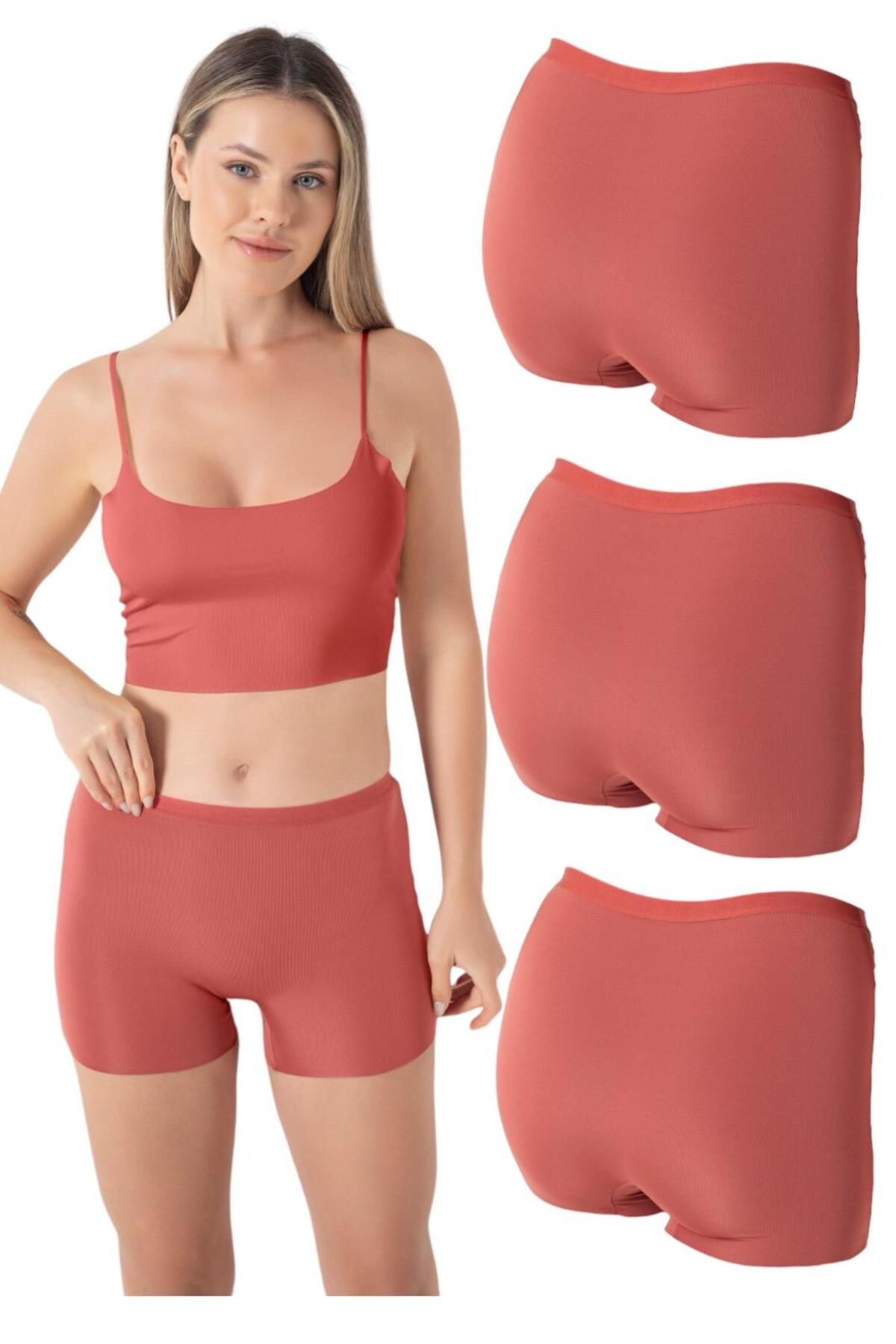 Miss Blue Moon Basic Lazer Kesim Dikişsiz Kadın Boxer/Şort 3'lü 2400-1