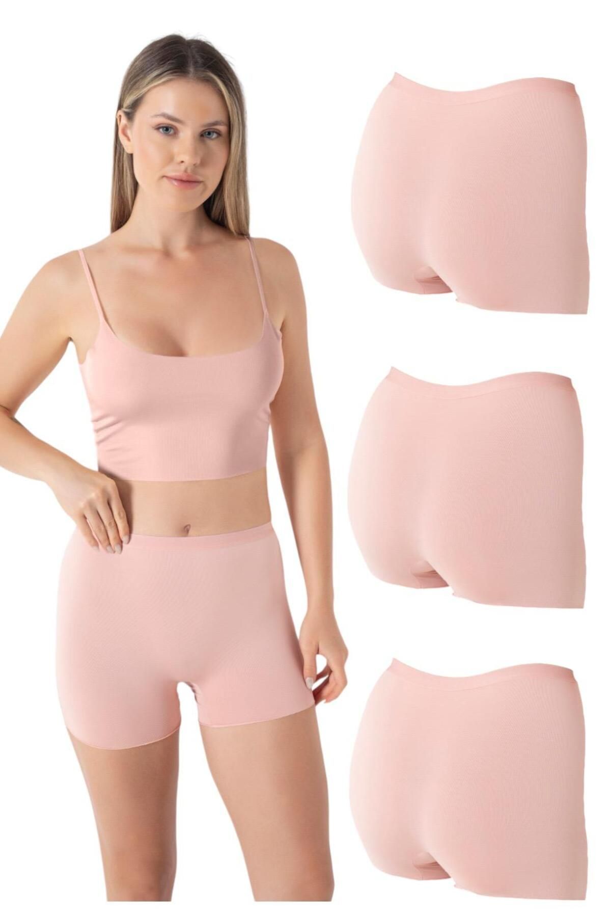 Miss Blue Moon Basic Lazer Kesim Dikişsiz Kadın Boxer/Şort 3'lü 2400-1