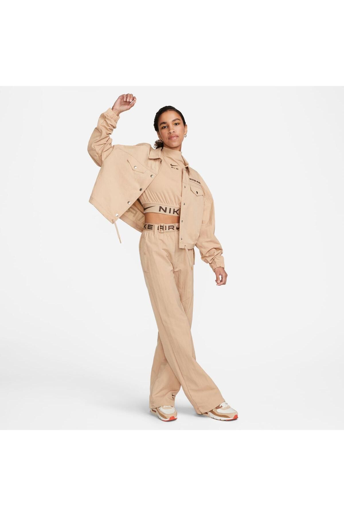 Nike Sportswear Air Woven Mod Crop Women s Brown Jacket Trendyol