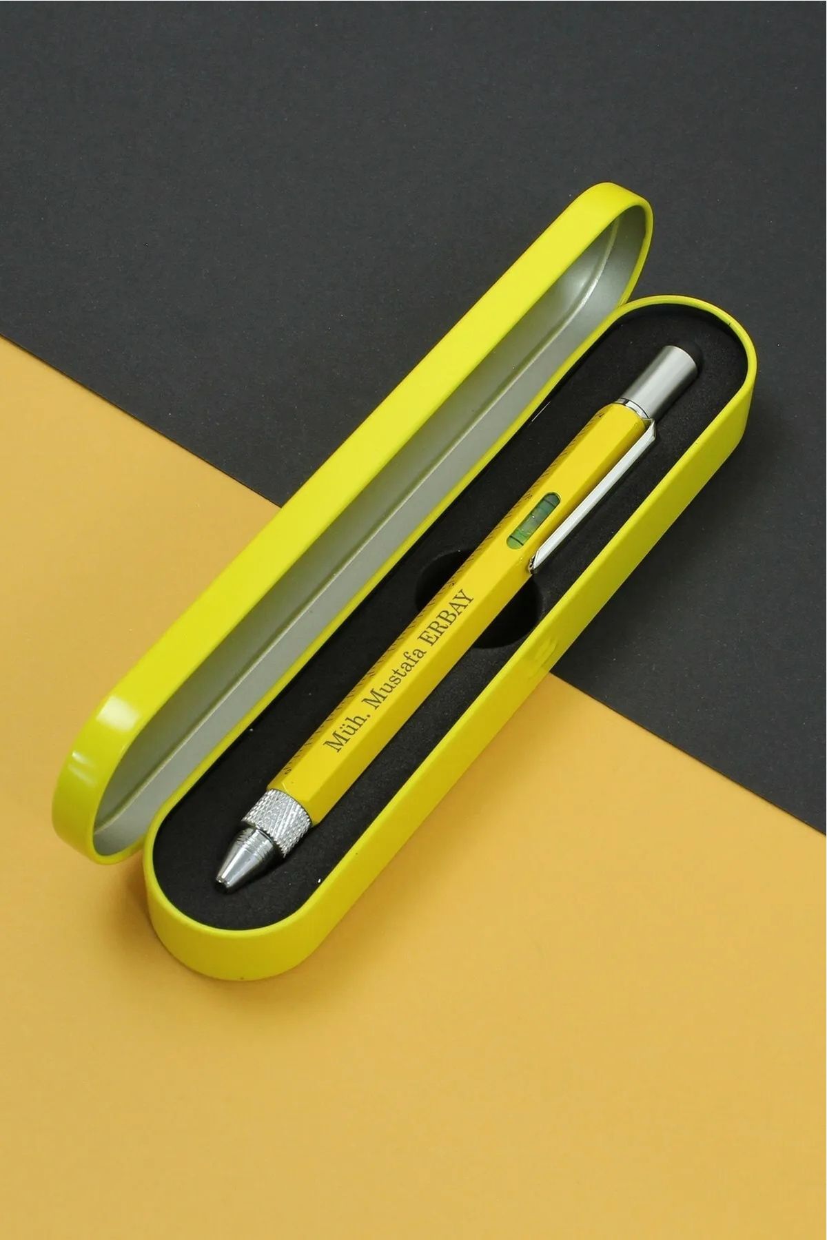 megame Mühendis Kalemi , Mimar Kalemi , Kişiye Özel Kalem, Su Terazili Kalem SARI RENK KALEM