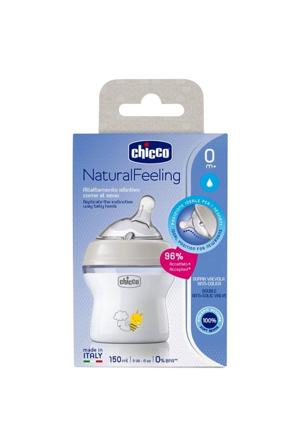 Chicco Natural Feeling Silikon Emzikli Pp Biberon Desenli 150 ml 0 Ay Yeni fotoğrafı 6 (önizleme)