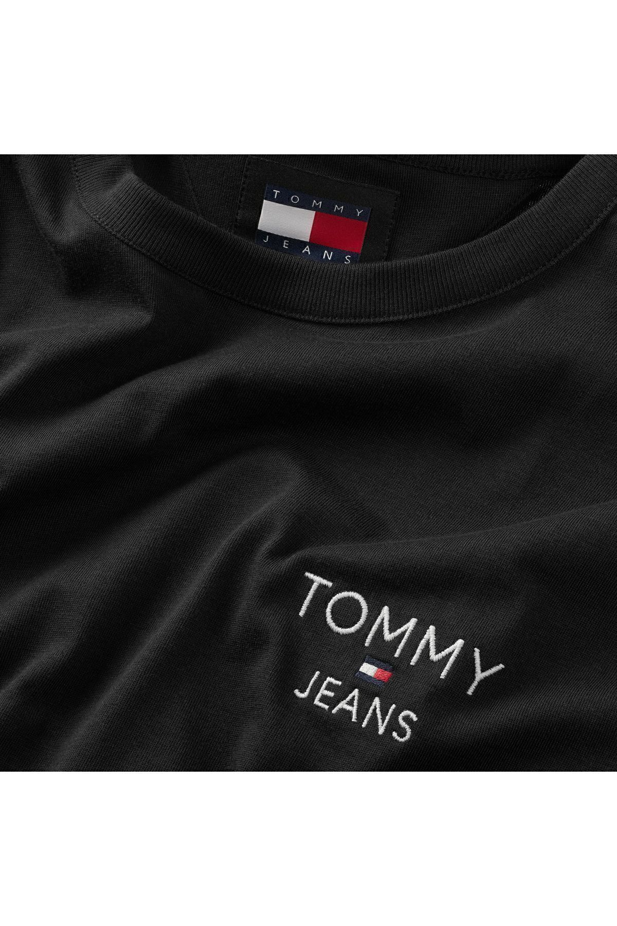 Tommy Hilfiger Men s Brand Logo Cotton Crew Neck Black T Shirt DM0DM18872 BDS Trendyol