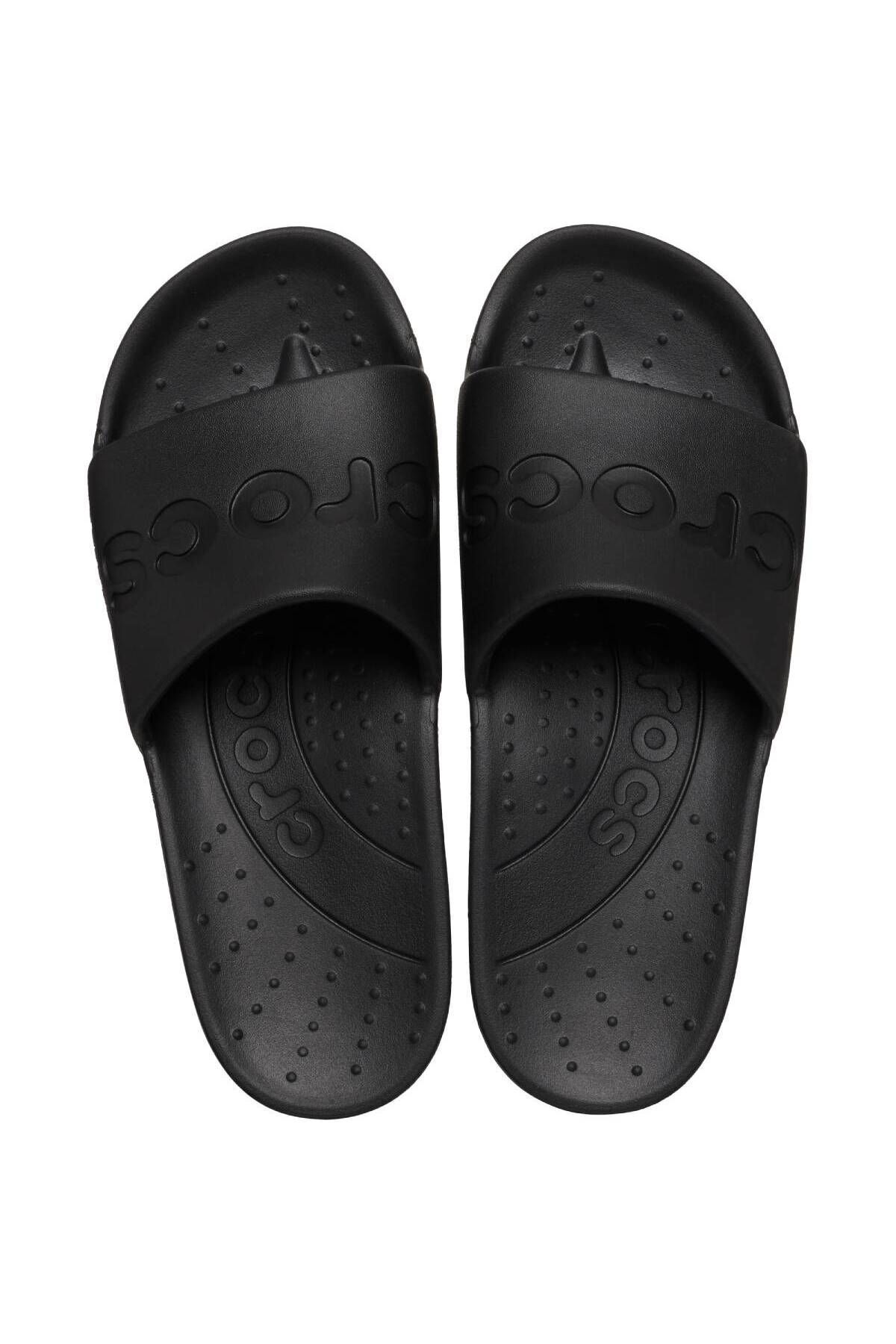 دمپایی یونیسکس برند کراکس با طراحی شیک و بند تک، کفی EVA و پایه مقاوم در رنگ مشکی Crocs