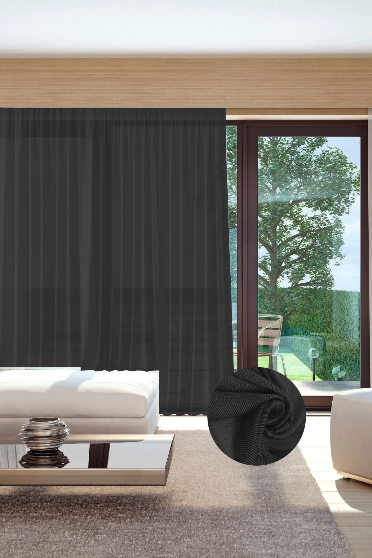 Murcia Cast Tulle Curtain Battery Free Black