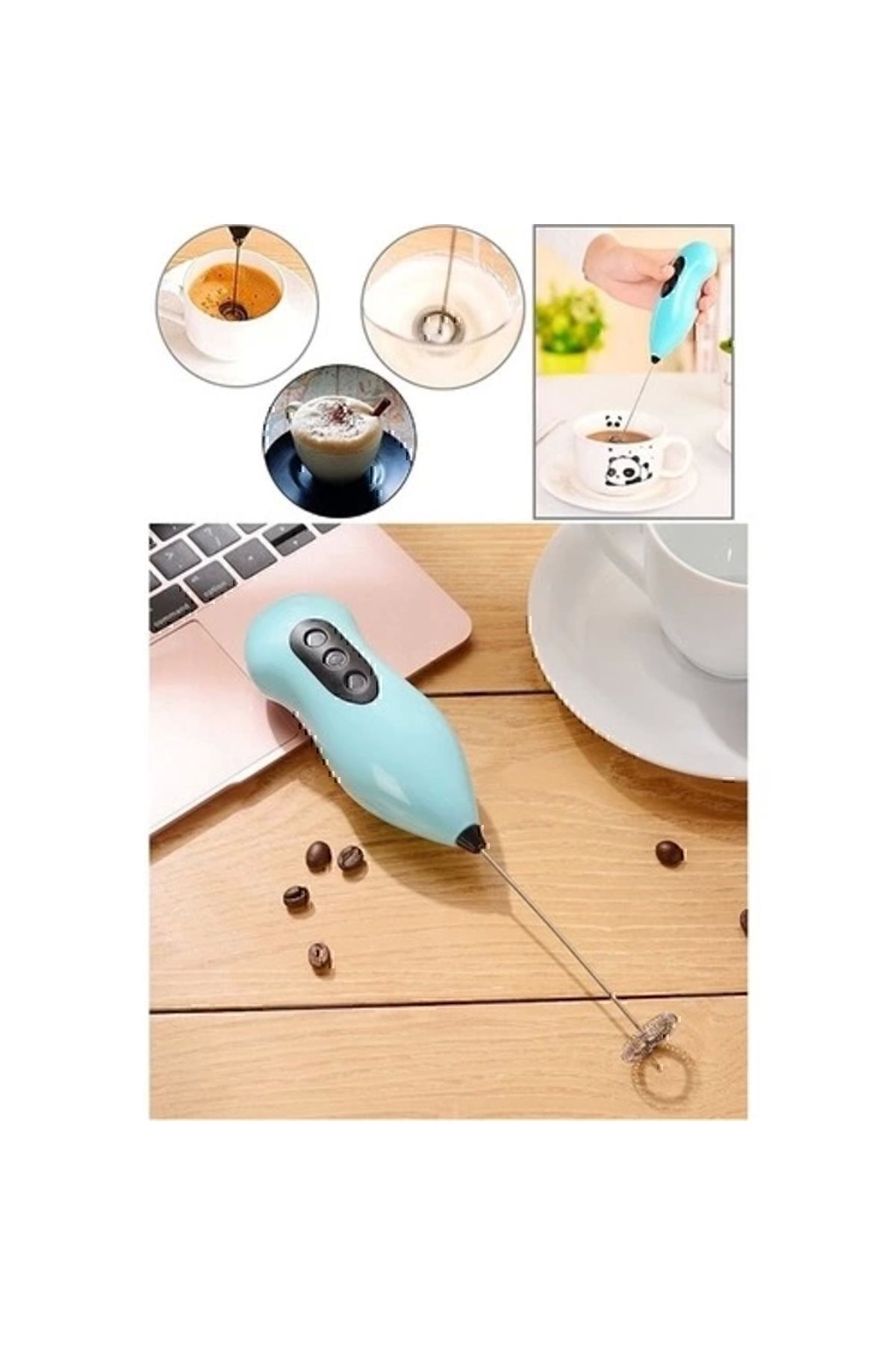 Pilli Mini Mixer Kahve Süt Köpürtücü Karıştırıcı Cappuccino Mixer