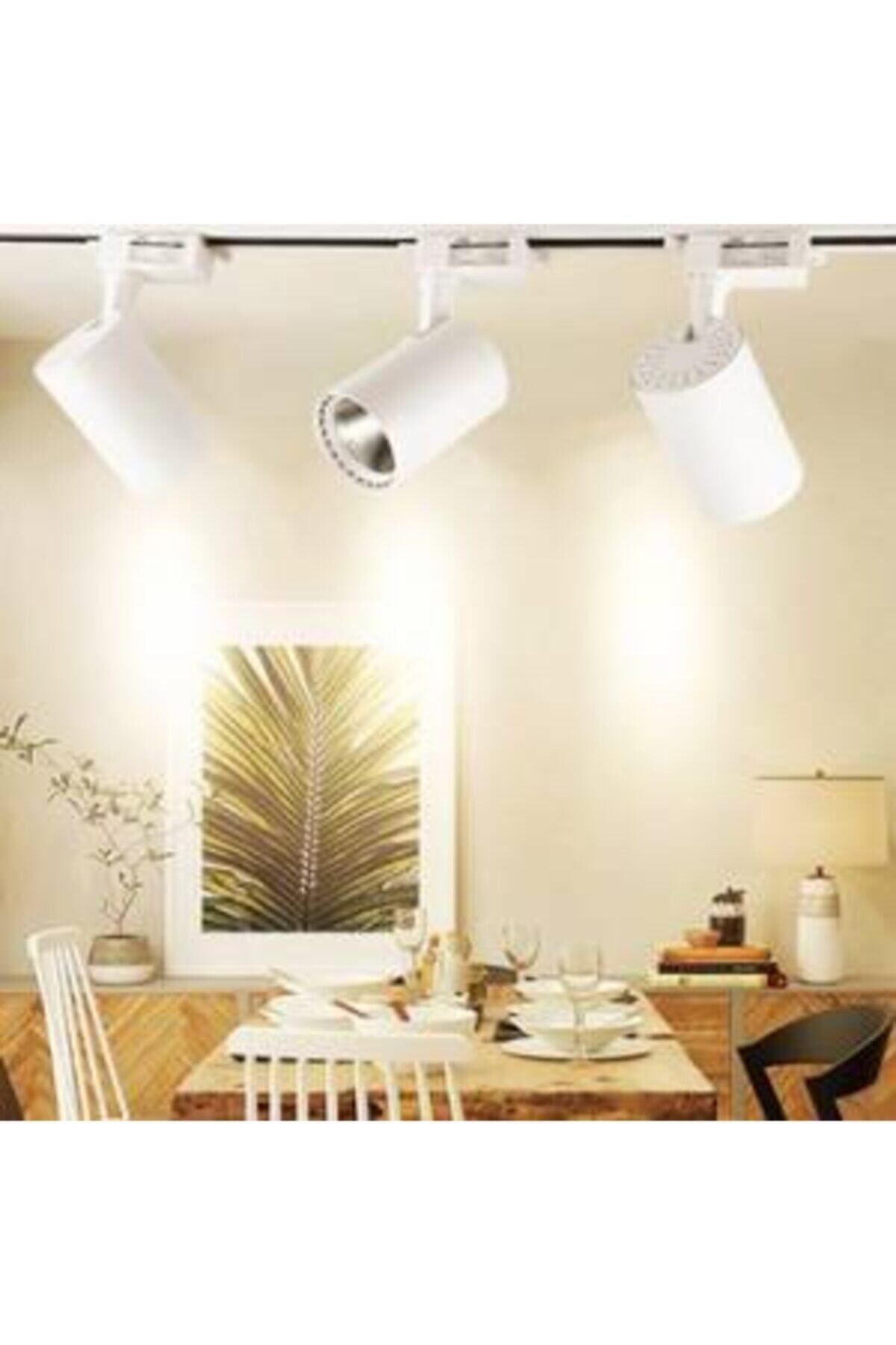 Led Pasajı-White Case And Daylight 6 Pieces 360 Degree Rotating LED Rail Spot Lamp 2 Pieces 1 Meter Rail Luminaire 3