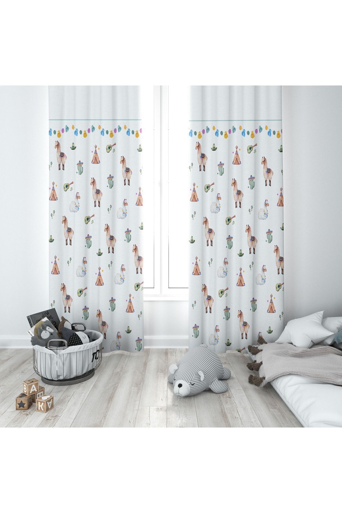 Lolla Cortina De Fundal Albă Cu Cămile Drăguțe 269 - 70 x 260