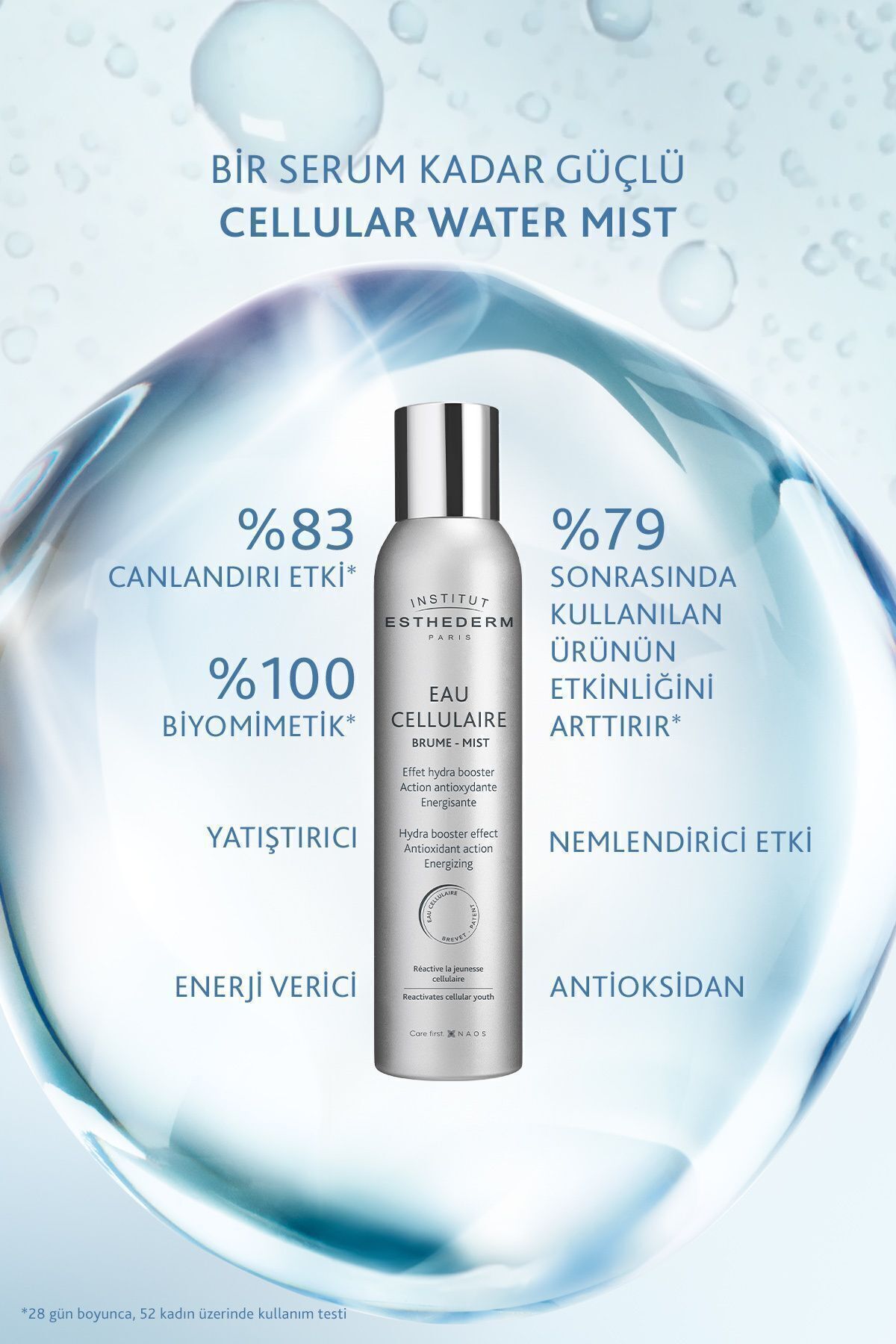مه مرطوب کننده آنتی اکسیدانی سلولار واتر میست حاوی هیالورونیک اسید 200 میلی لیتر INSTITUT ESTHEDERM