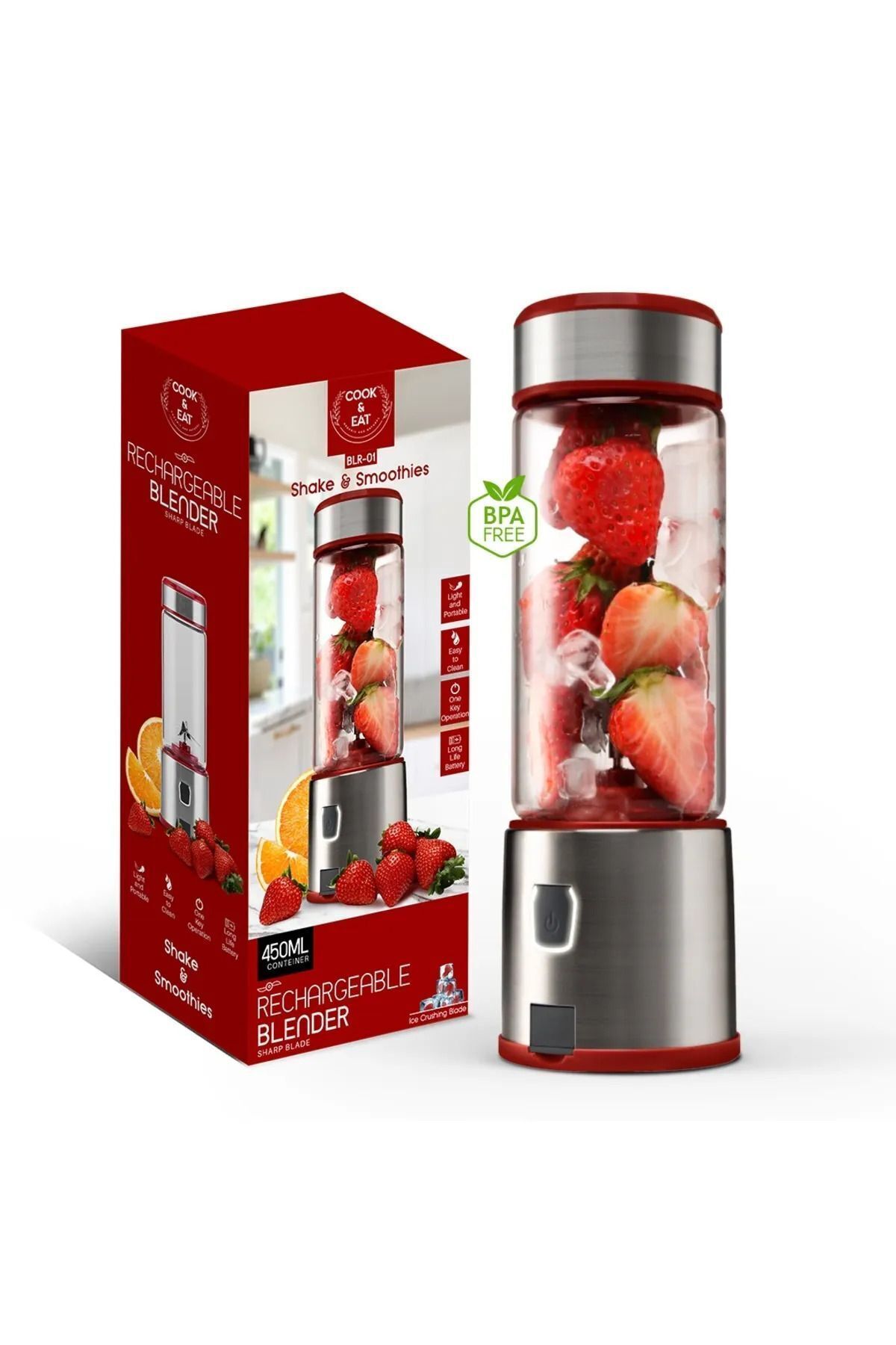 Yellowtech Şarjlı Portatif Taşınabilir El Blenderi Meyve Sıkacağı Mama Karıştırıcı Smoothie Milkshake Frozen fotoğrafı 5 (önizleme)
