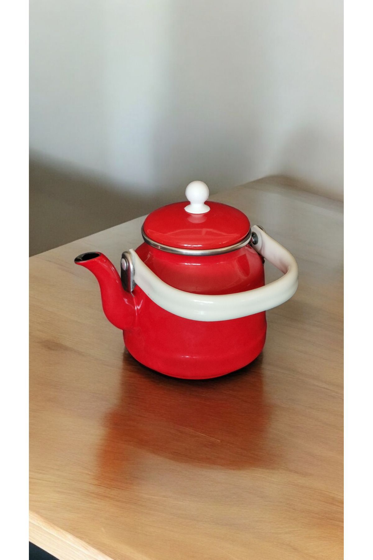 emaye kahve demlik suluk kettle nostalji çaydanlık kırmızı vintage nostalji 1litre