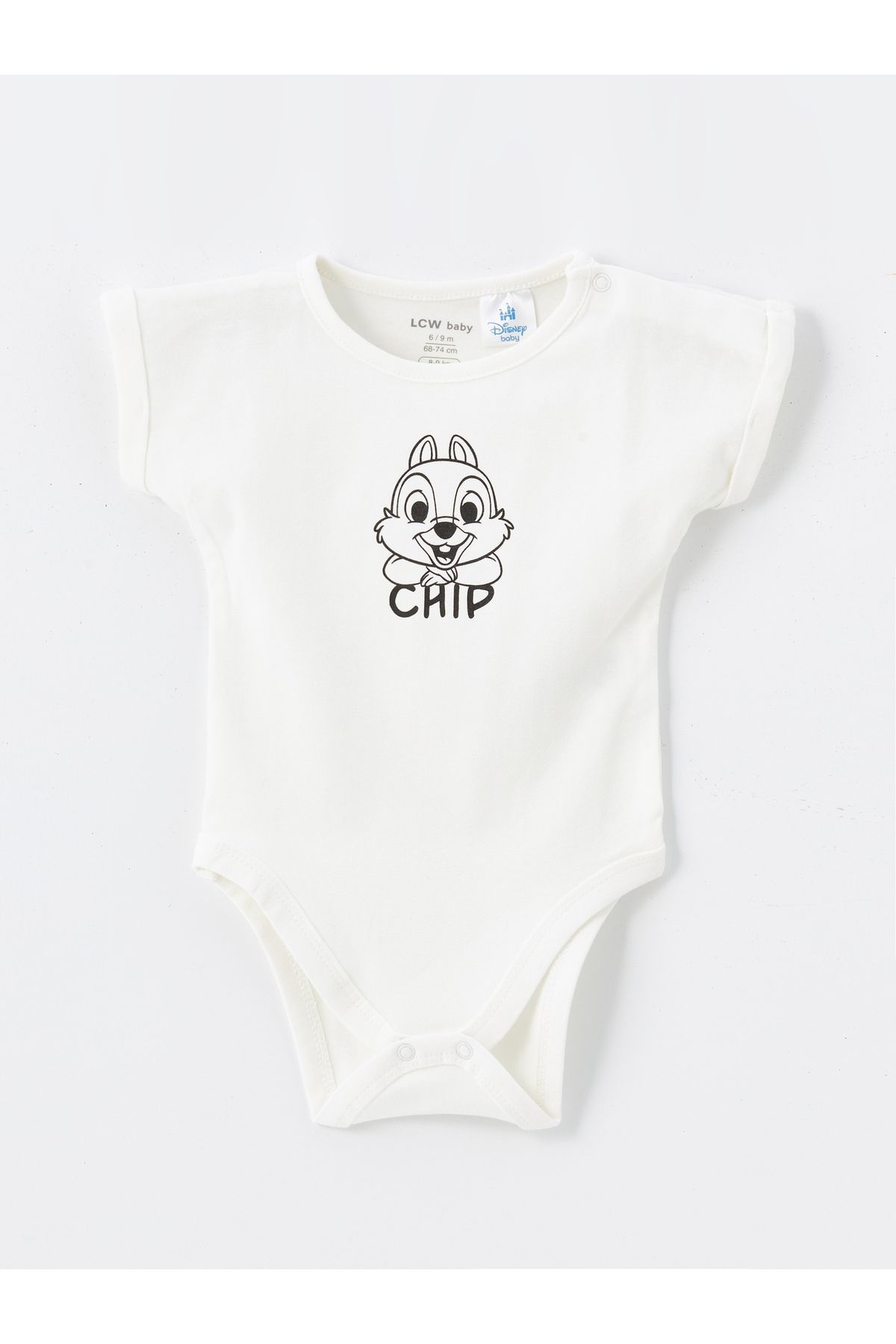 LC Waikiki Chip And Dale Printed - Body Niemowlęce Z Okrągłym Dekoltem I Zatrzaskami Mężczyzna - 6–9 months
