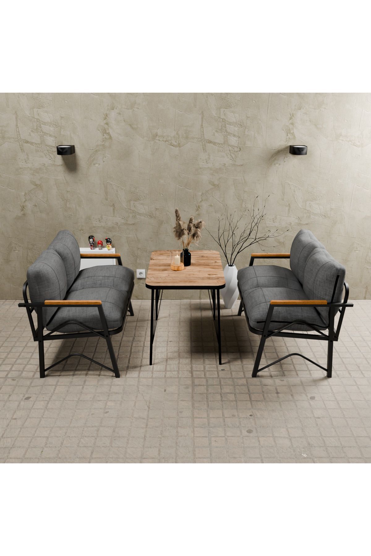 Symmetry Model, Balcony, Kitchen, Garden,Cafe,metal Sofa Set,Garden Set,Tea Set, 2+2 SETS+TABLE