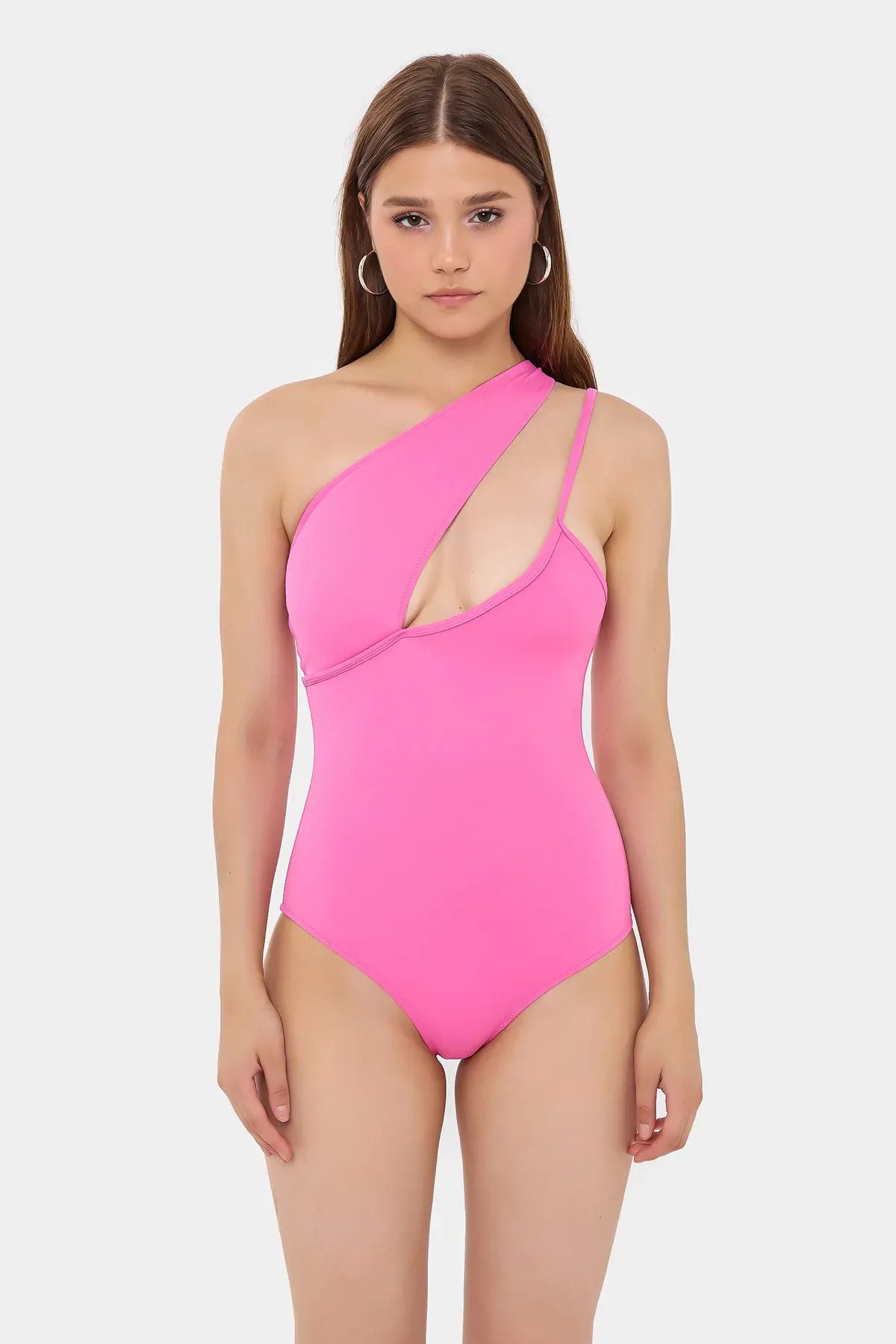 Kuş Desenli Asimetrik Yaka Bikini Takımı