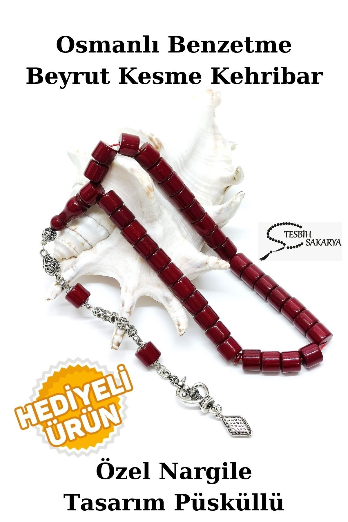Tesbih Sakarya-Ottoman Drop Cut Beirut Amber - Tasseled Hookah Design 10Mm/9Mm 1