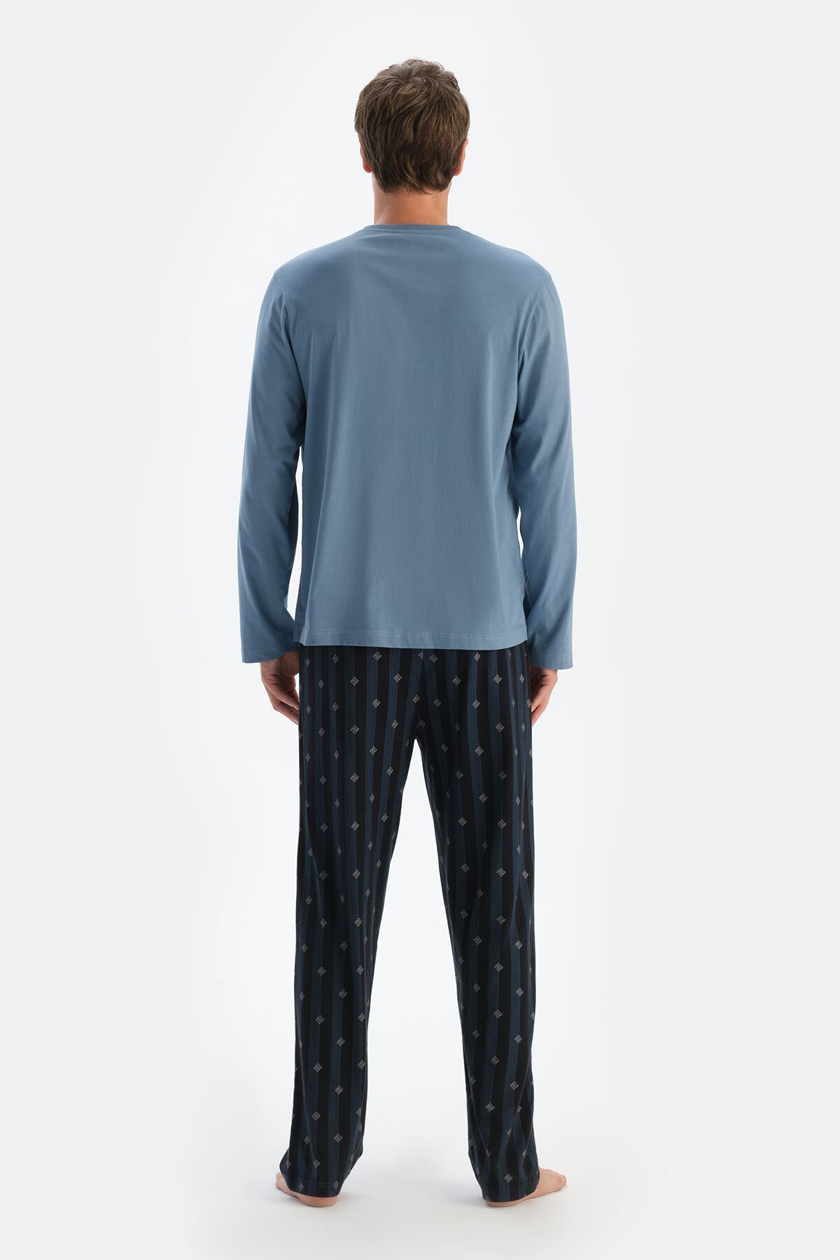 ست پیژامه مردانه تخم مرغ آبی جیب بلند آستین T SHIRT PANTS Dagi