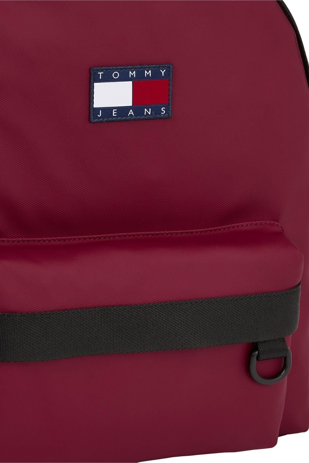 Tommy Hilfiger-Unisex Brand Logo Red Backpack with Front Zipper and Key Hook Suitable for Daily Use Am0am 4