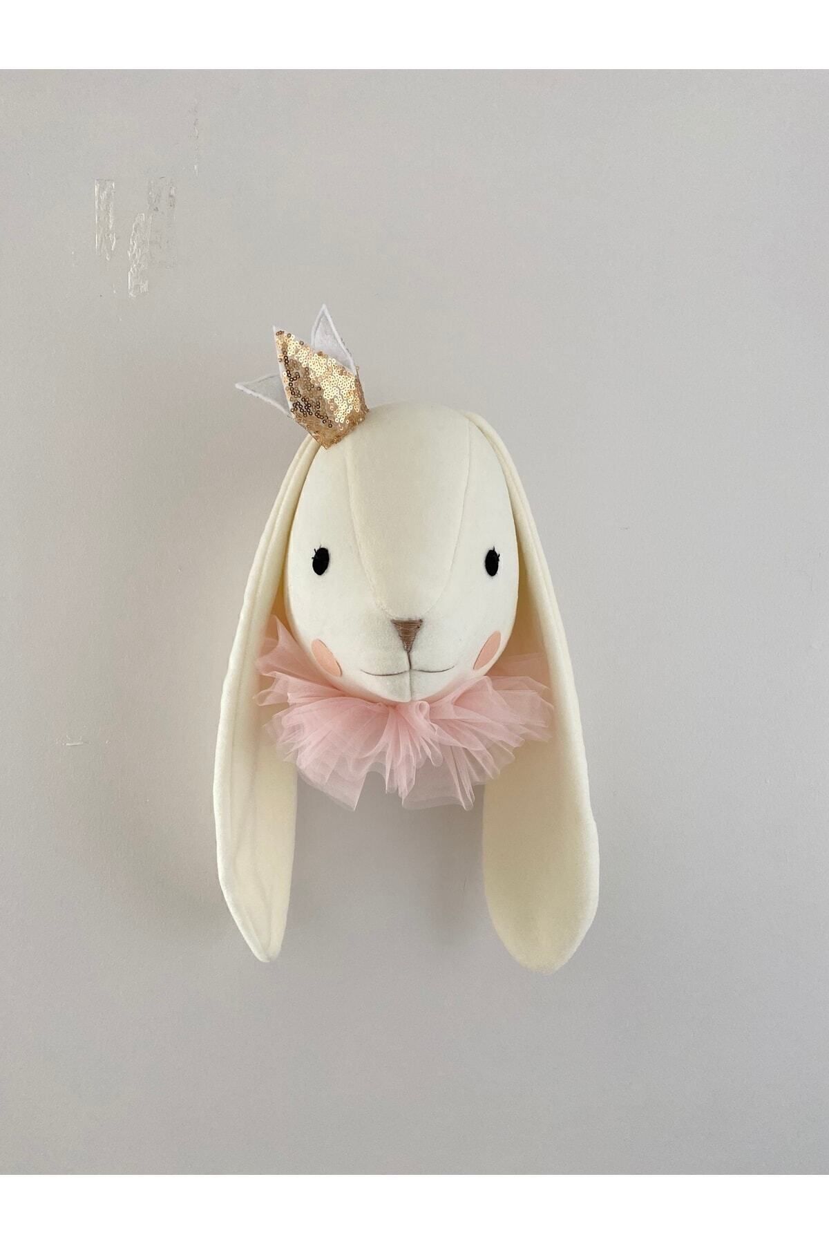 minibellababy Tavşan Büst Krem Pembe Tüllü Duvar Dekoru