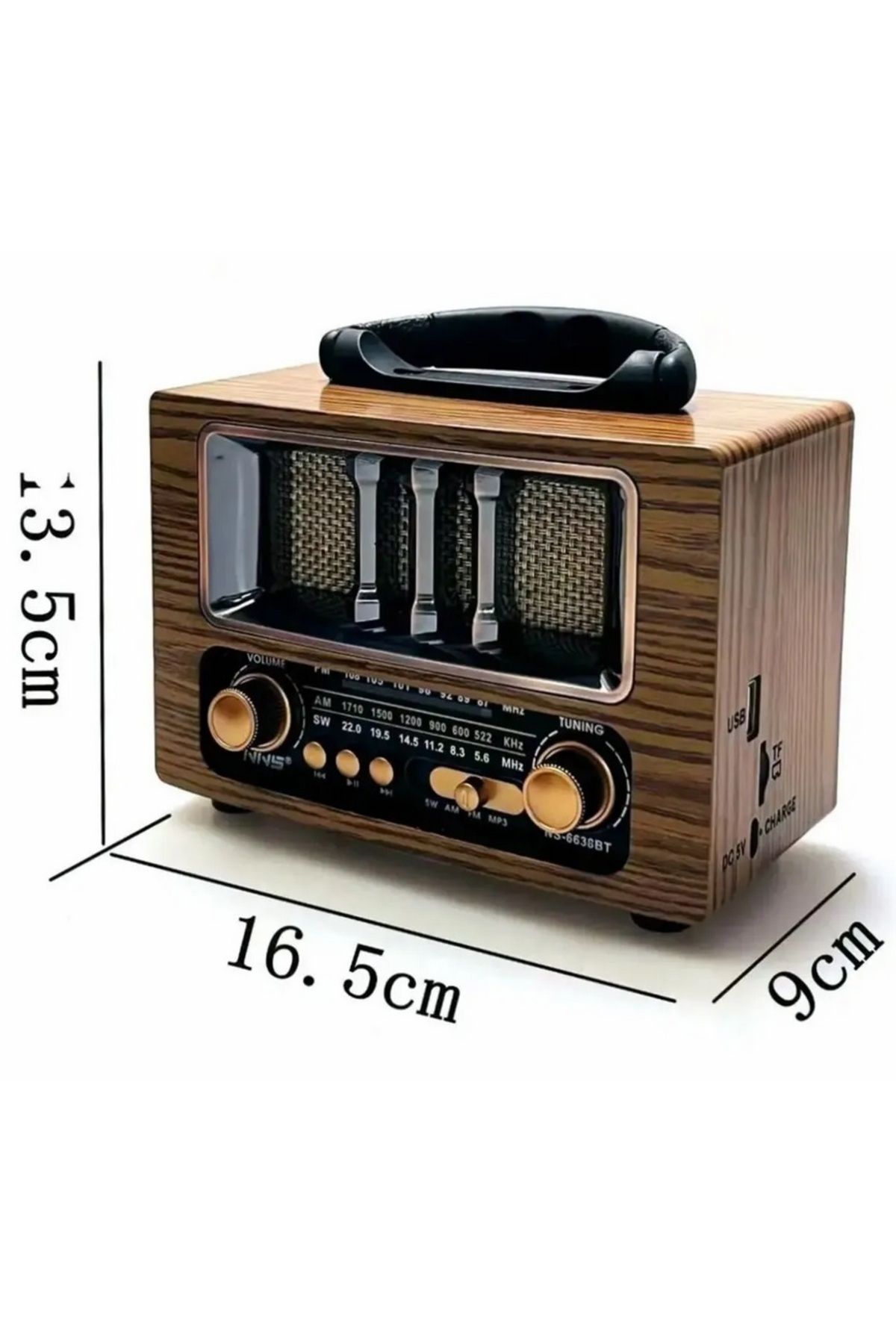 Nostaljik Radyo Şarjlı Bluetooth Hoparlör Taşınabilir Sd Kart Usb Girişli Mini Speaker Kırmızı #2