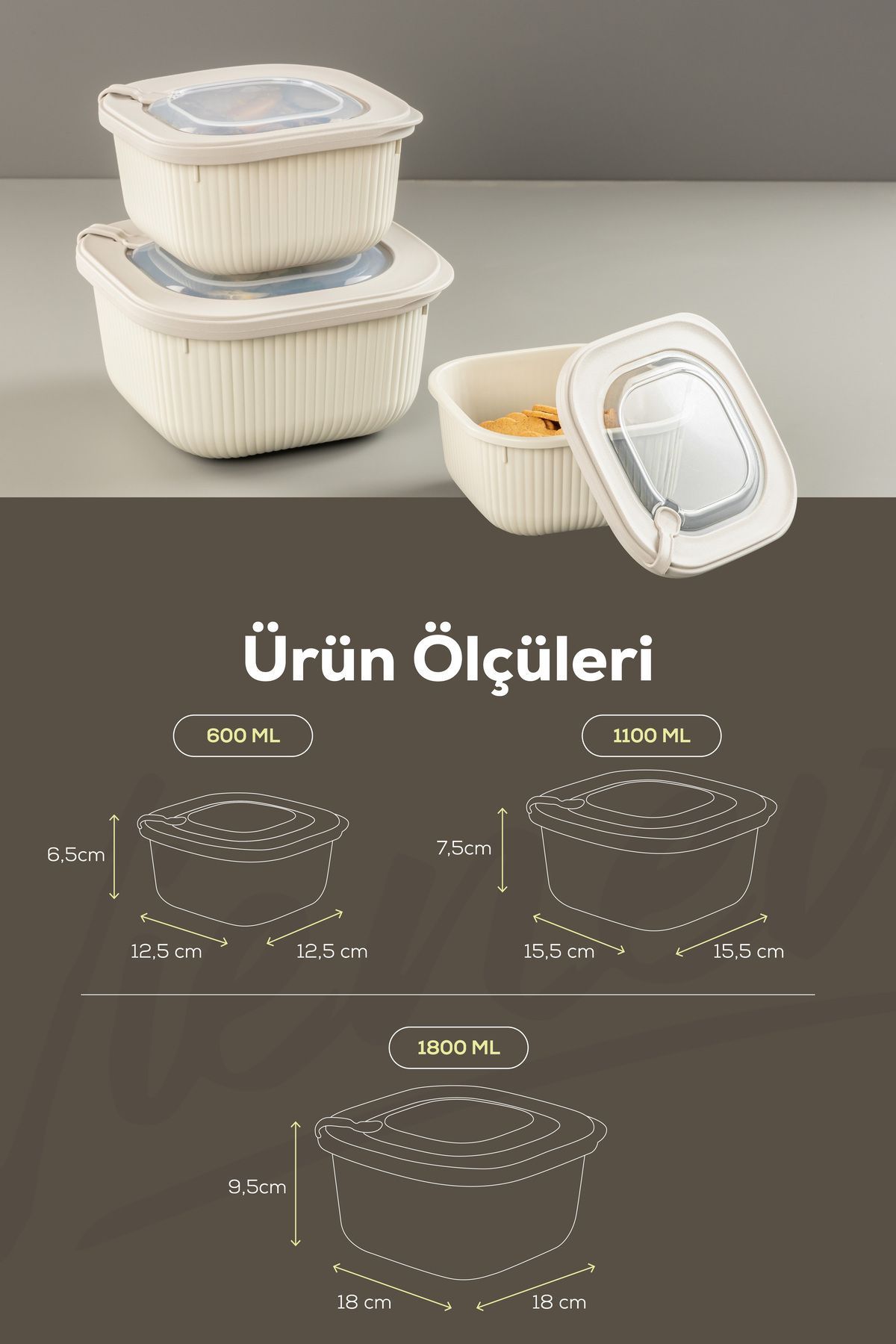 Vienev-Set of 3 Beige Vip Lid Special Storage Set Suitable for Microwave and Freeze 8