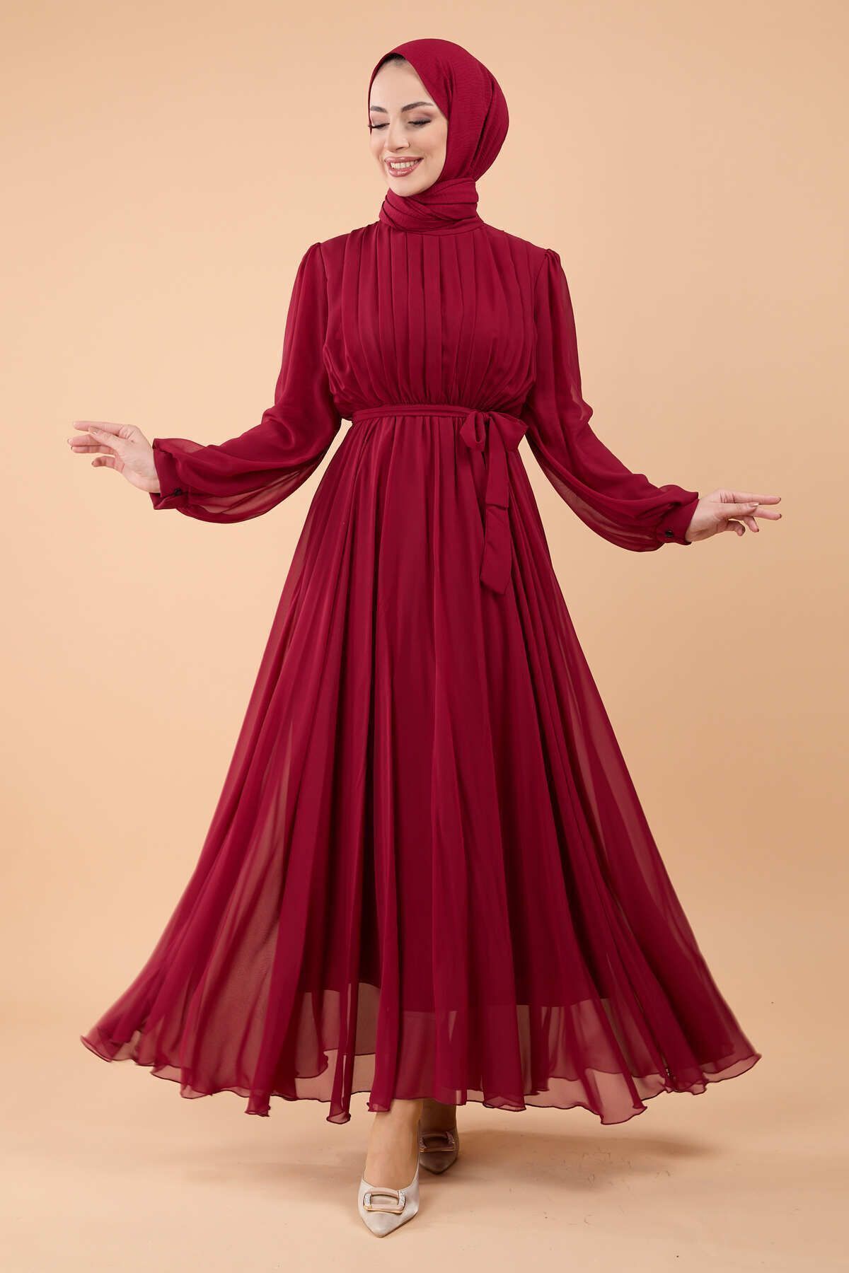 TOFİSA-23863-BORDO Rochie 4